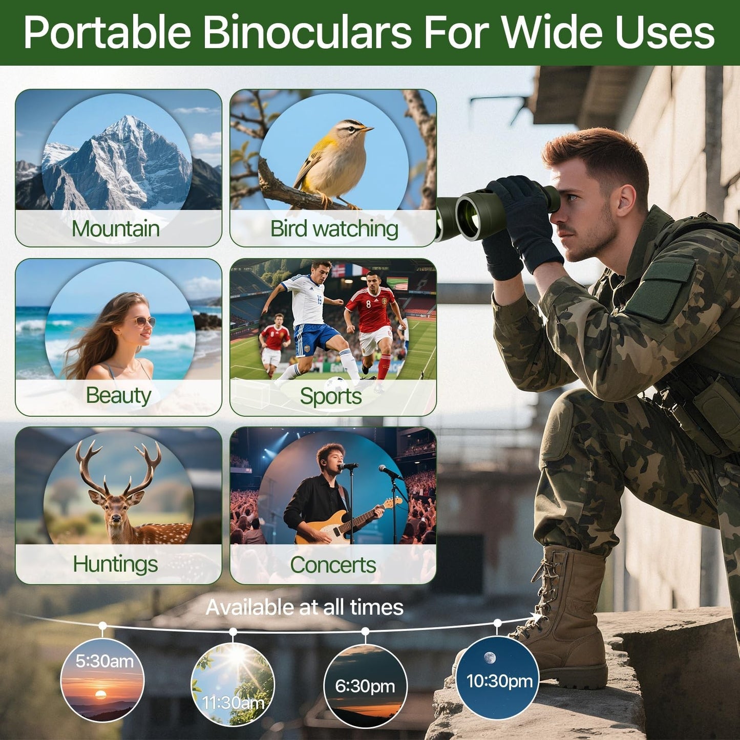 High Powered 20x50 Binoculars for Adults   Low Light Night Vision, 28mm Eyepiece4