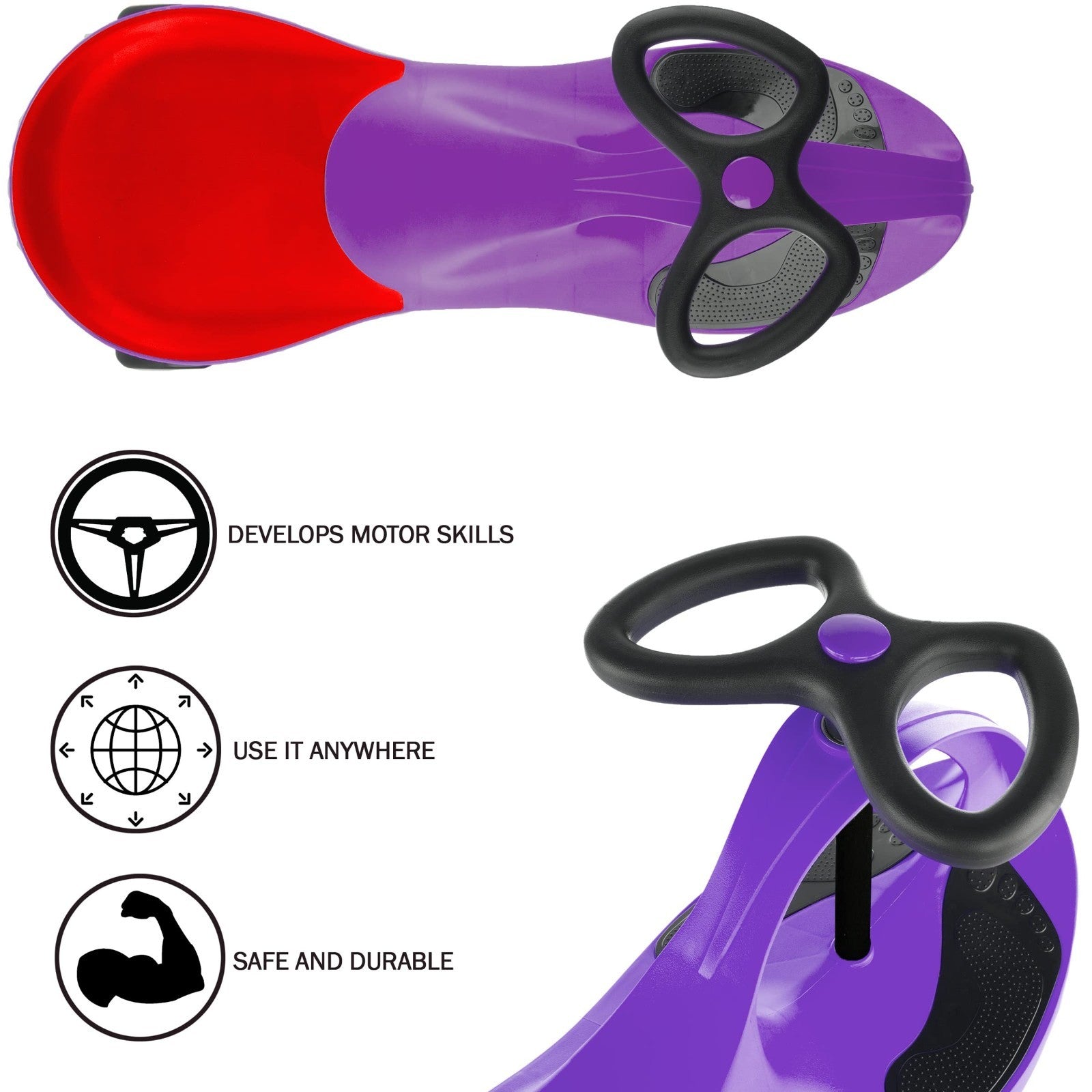Wiggle Car Ride-On Toy for Kids 3+, Fun Purple Vehicle for Active Play3