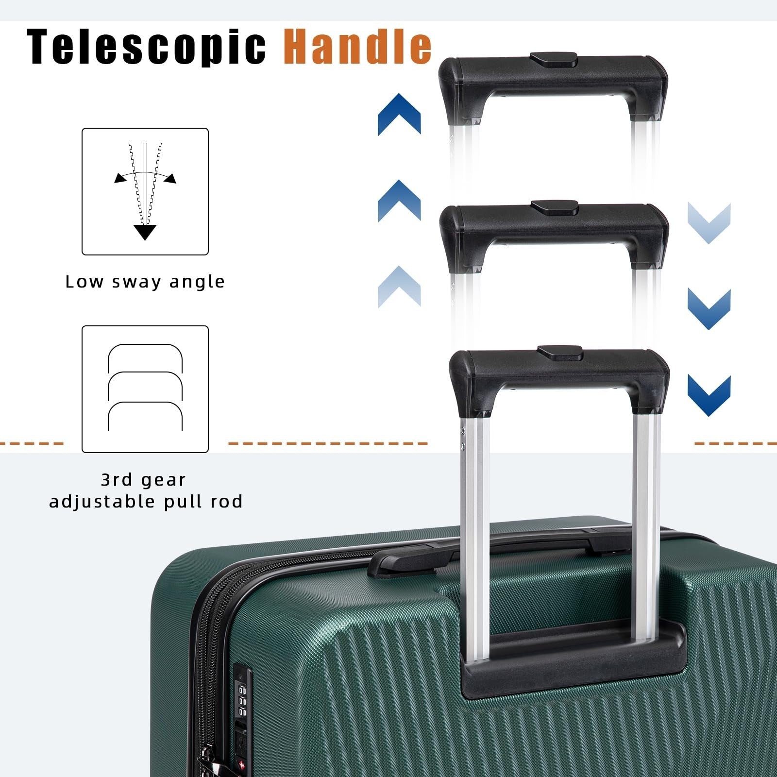 3-Piece Airline Approved Hardcase Luggage Set - 20" Olive Green, Scratch Resista4