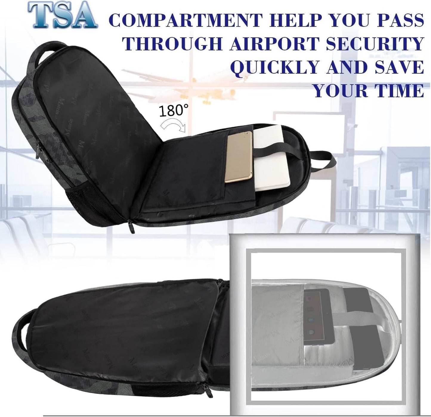 Extra Large 17.3 Inch Laptop Backpack, TSA Friendly Travel Bag, Grey, Durable &2