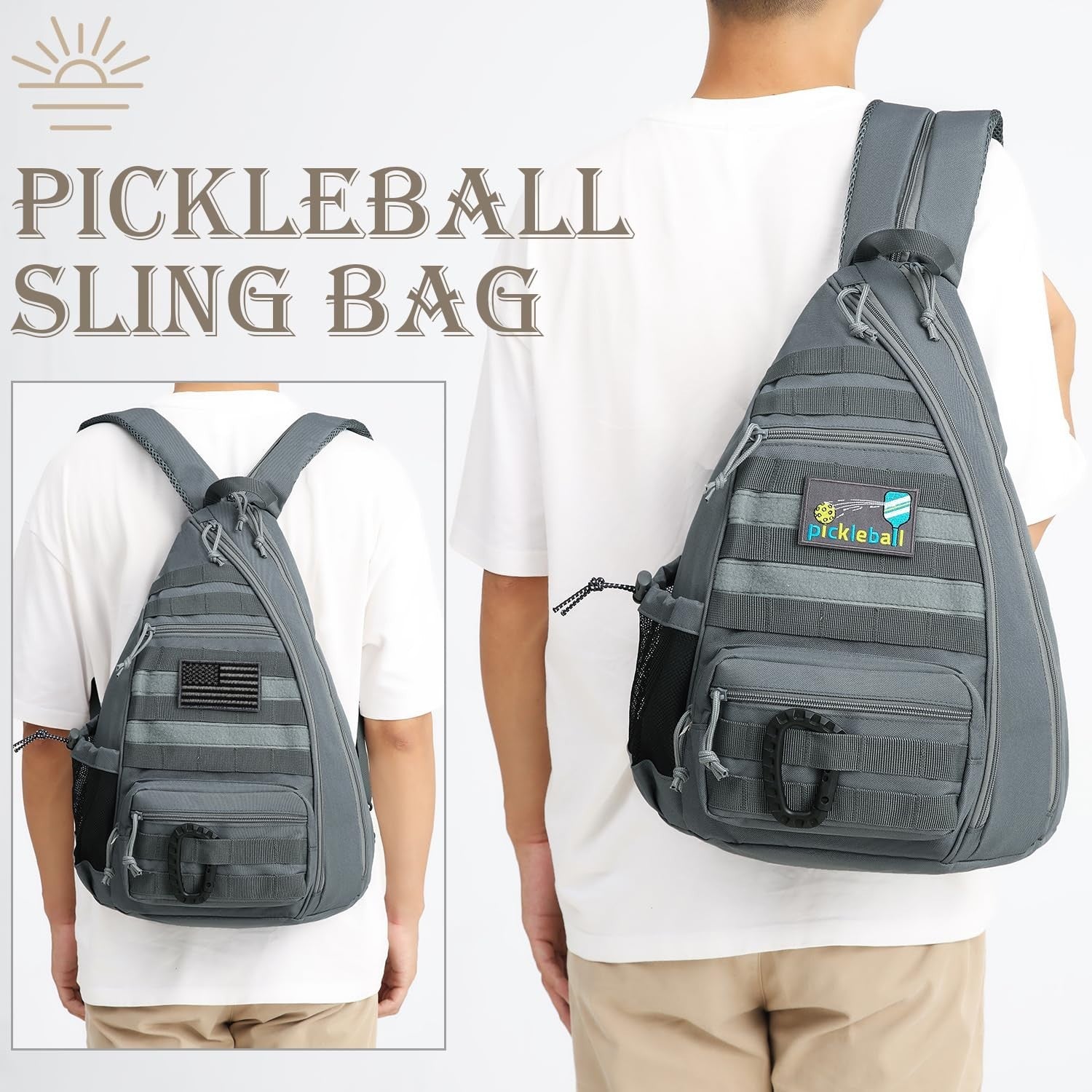 Tactical Pickleball Backpack for Men & Women | Adjustable Sling Bag, Fence Hook,4