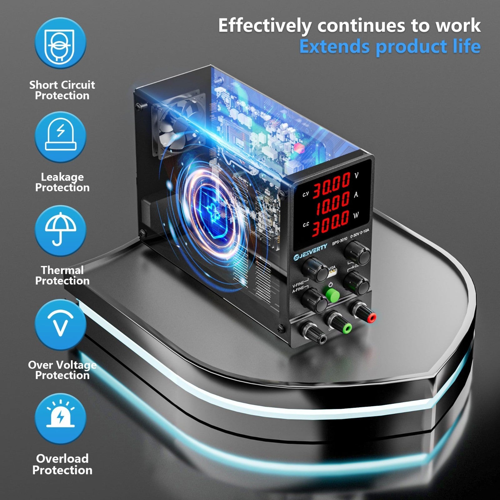 Adjustable DC Power Supply 0 30V 10A, Precision LED Display, USB Port, Bench Sup2