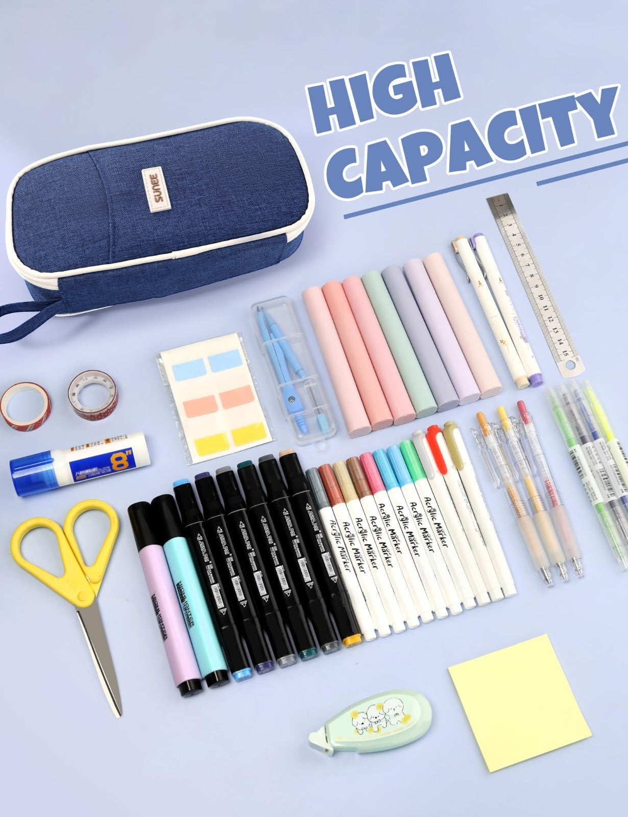 Cute Aesthetic Pencil Case   Large Zippered Pen Pouch, Kawaii Stationery Organiz4