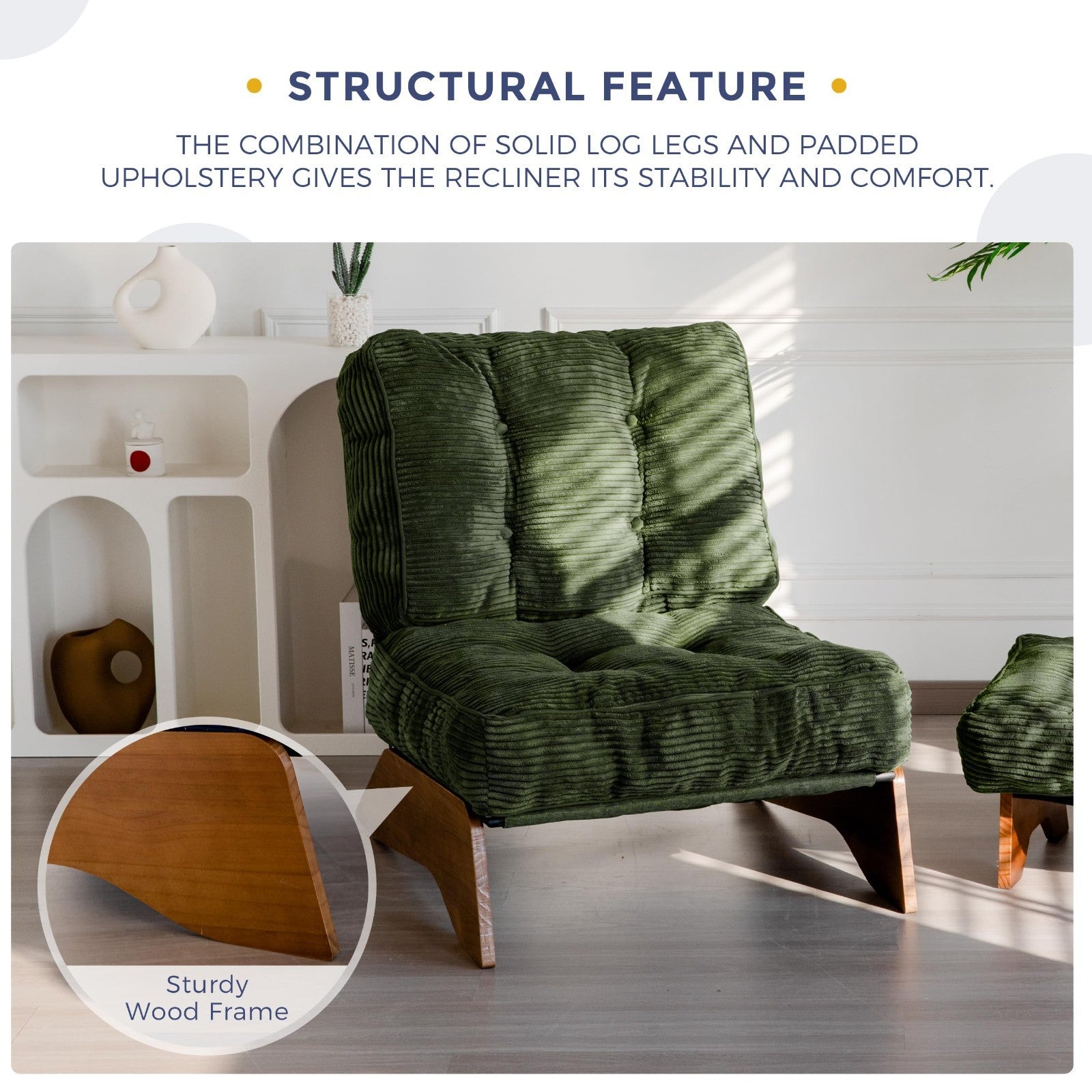 Cozy Tufted Accent Chair with Ottoman, Adjustable Backrest, Modern Recliner for4