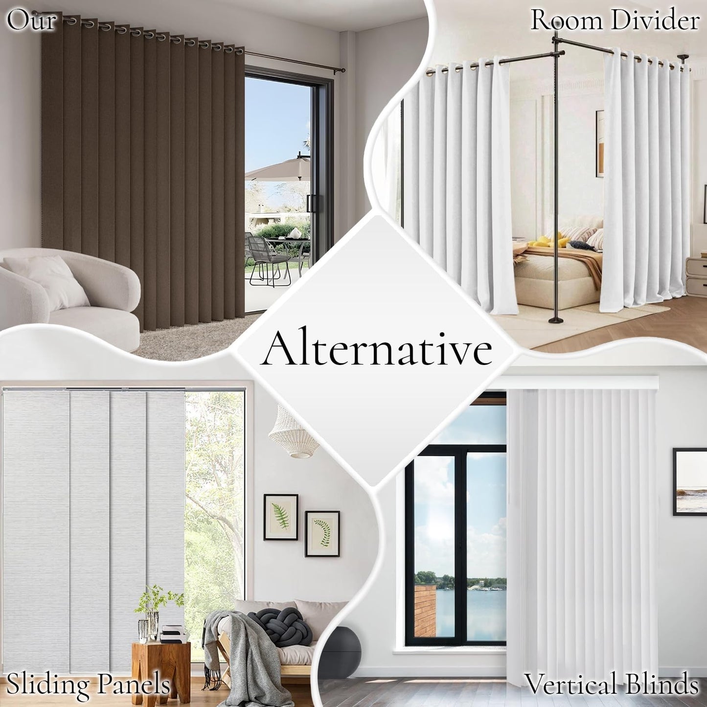 Accordion Door Curtains for Doorways, Fabric Privacy Curtain Panel W100 x L84, B5