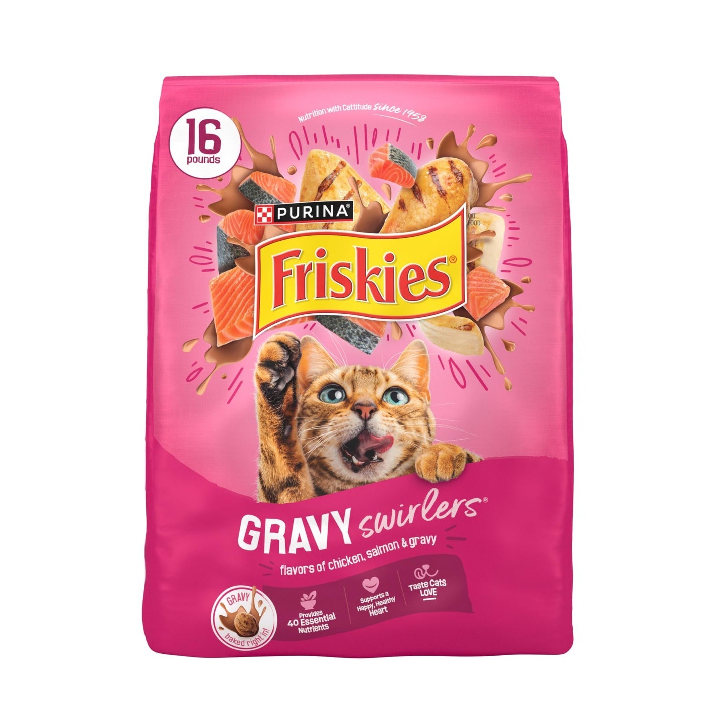 Savory Gravy Swirlers Dry Cat Food with Chicken & Salmon   16 Lb Bag1