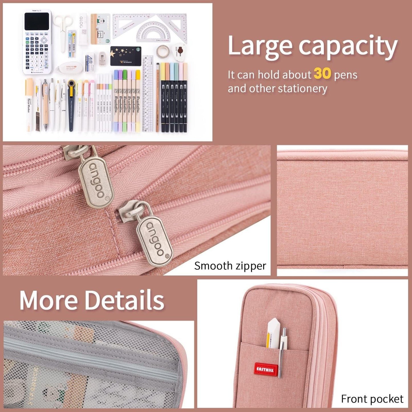 Large Capacity Pencil Case, Big Pencil Pouch, Stationery Bag for Teens   Deep Pi3