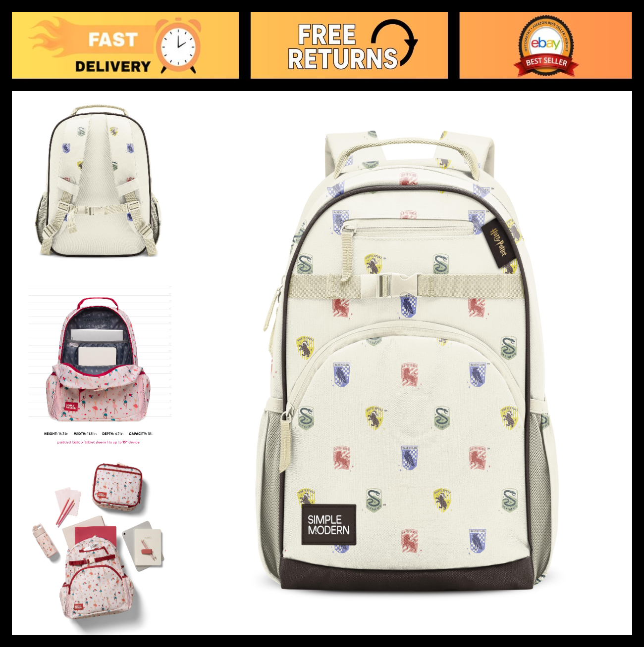 Harry Potter Kids Backpack 18L | Cute School Bookbag for Preschool, Kindergarten0