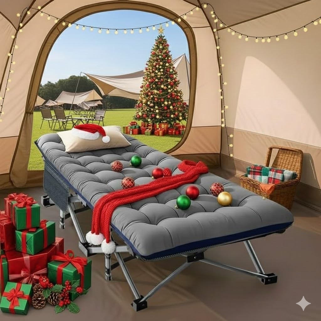 Oversized Folding Camping Cot for Adults   32" Wide, 900LBS Capacity, Includes P2
