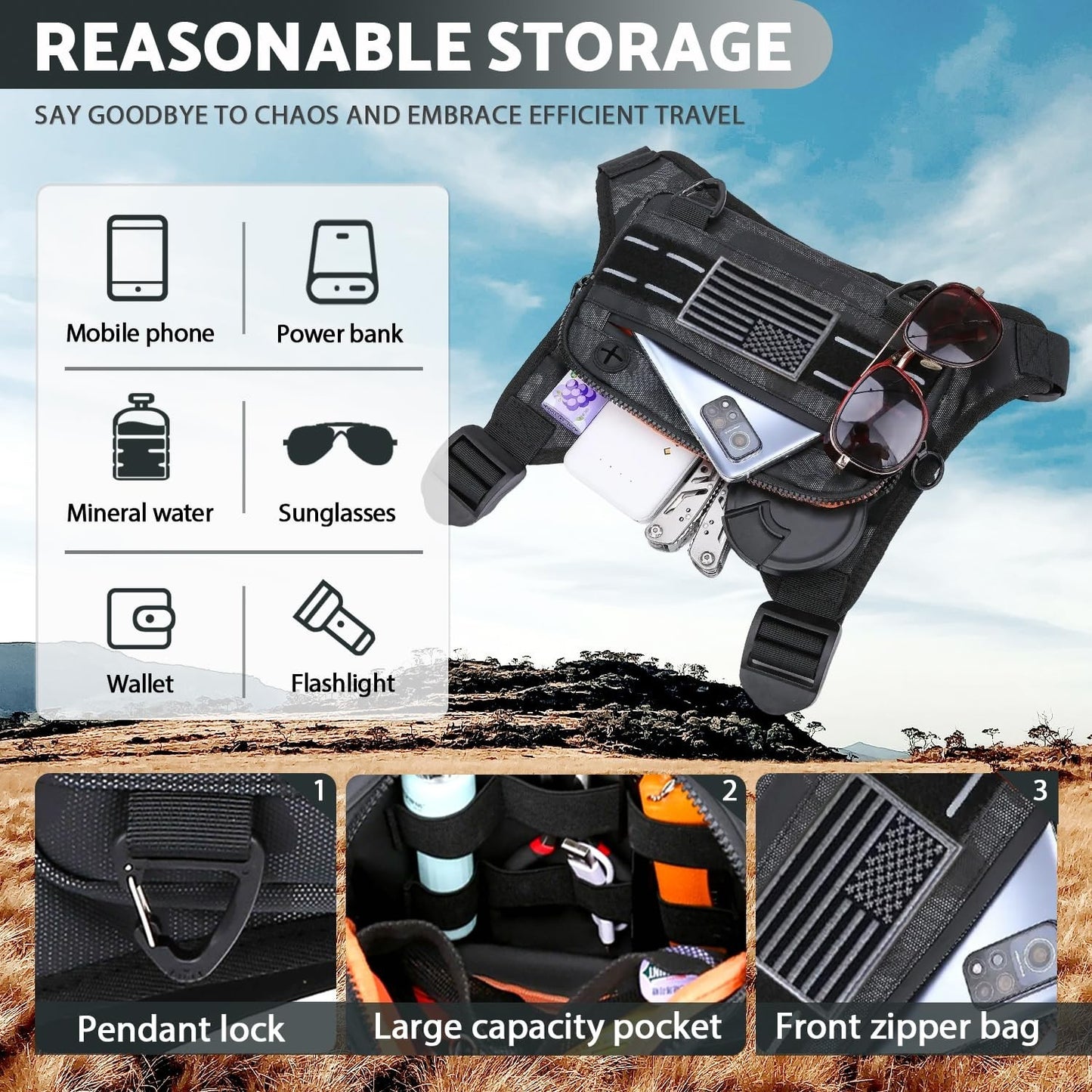 Lightweight Water-Resistant Chest Pack for Running, Cycling & Workouts - Phone H3