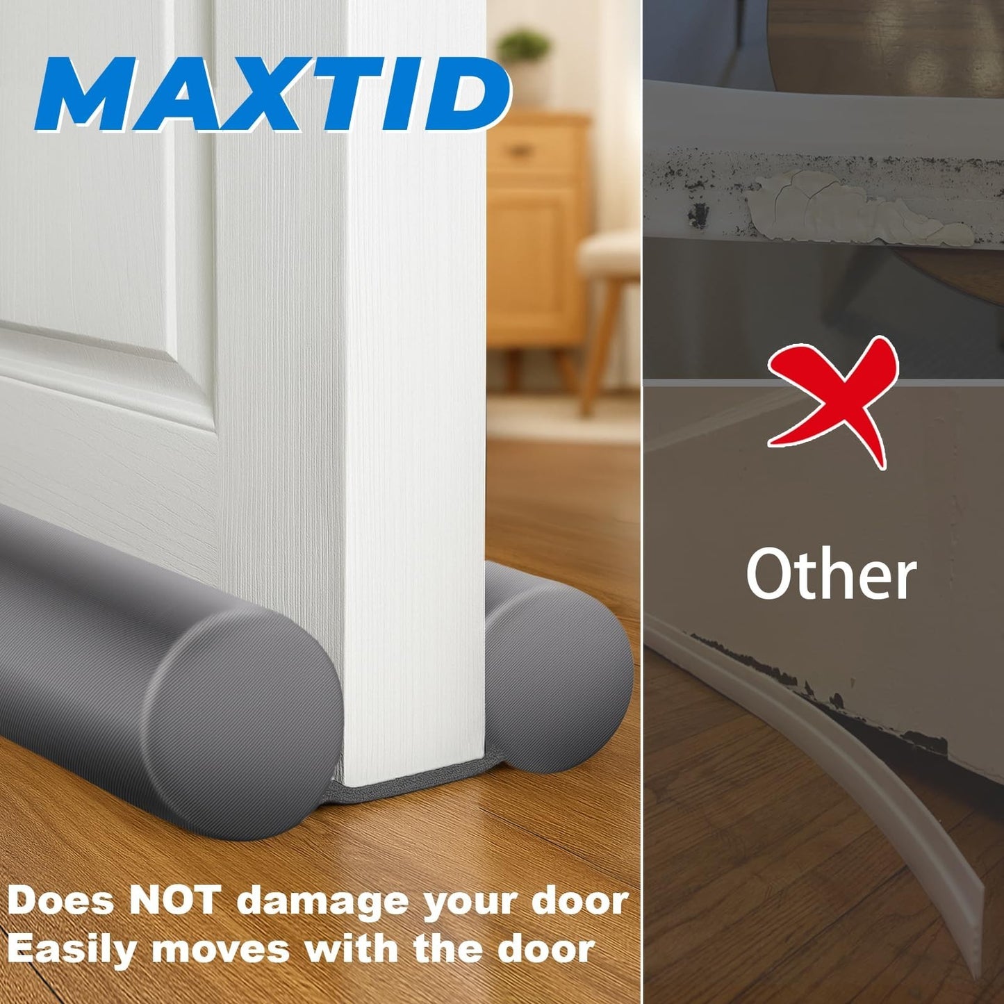 Large Door Draft Stopper 30"   Air Blocker for 0.5 1.7" Gaps, Grey Door Guard4