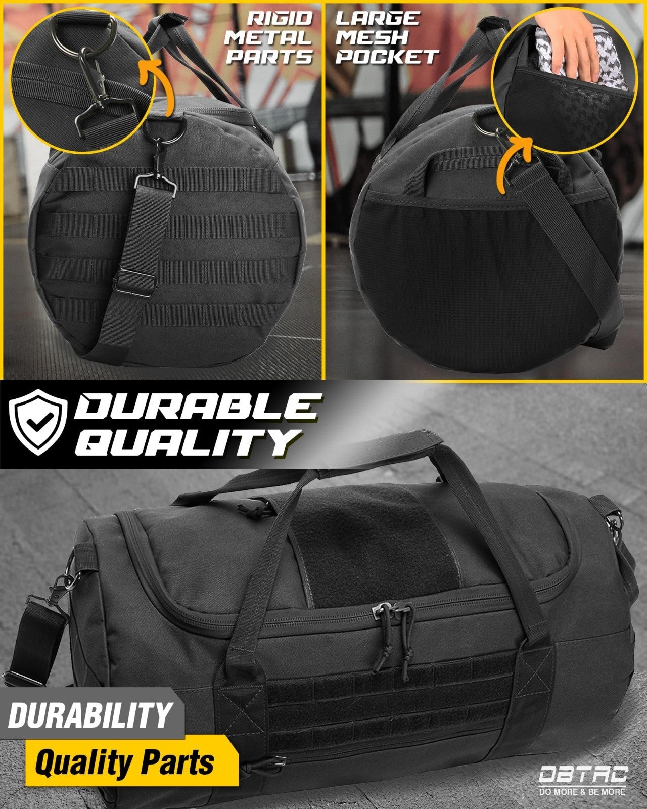 Tactical Gym Bag 40L - Heavy Duty Duffle with Adjustable Strap for Fitness & Tra4