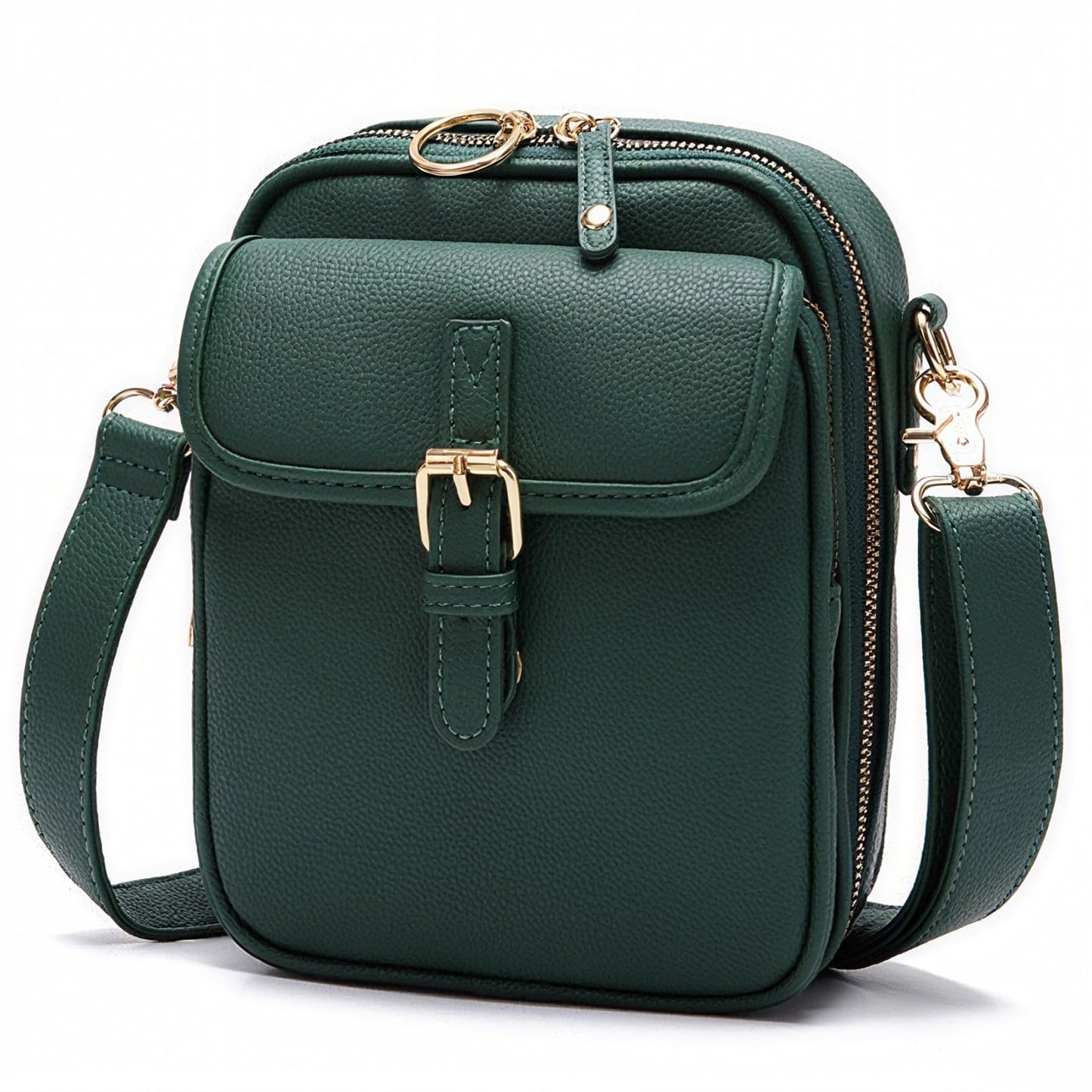 Vegan Leather Crossbody Bag for Women - Vintage Anti-Theft Messenger Purse with1