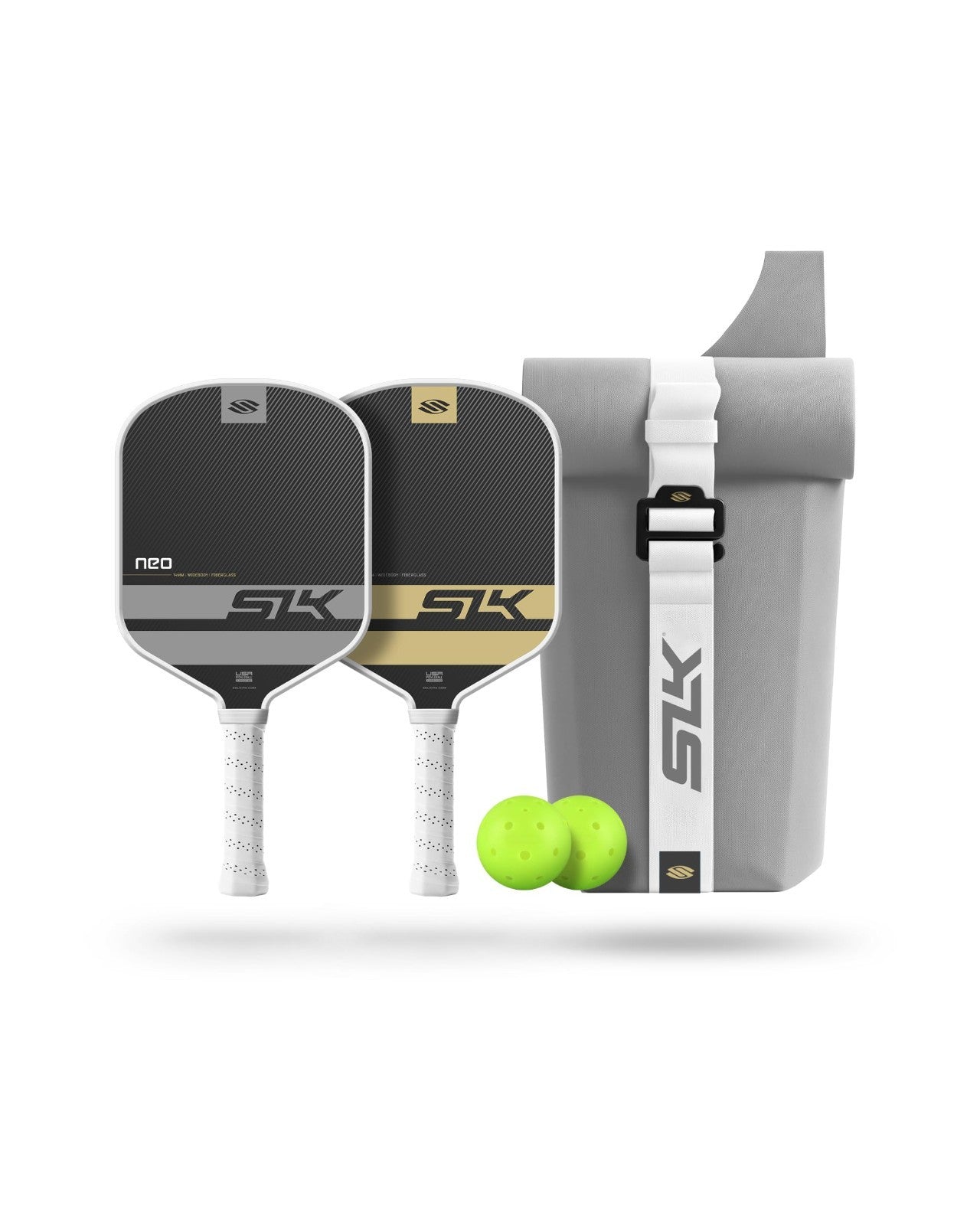 Set of 2 Pickleball Paddles with Balls & Sling Bag | Graphite/Fiberglass Rackets1