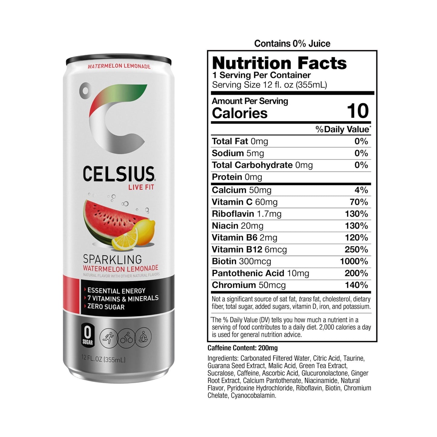 Sugar Free Energy Drink   Sparkling Watermelon Lemonade, 12 Fl Oz, Pack of 122