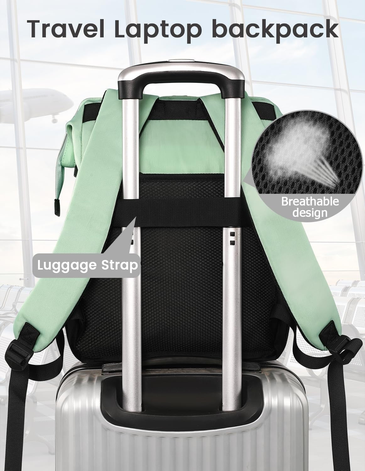 Stylish Anti Theft Laptop Backpack for 15.6" Laptops, Travel & College Use, Gree4