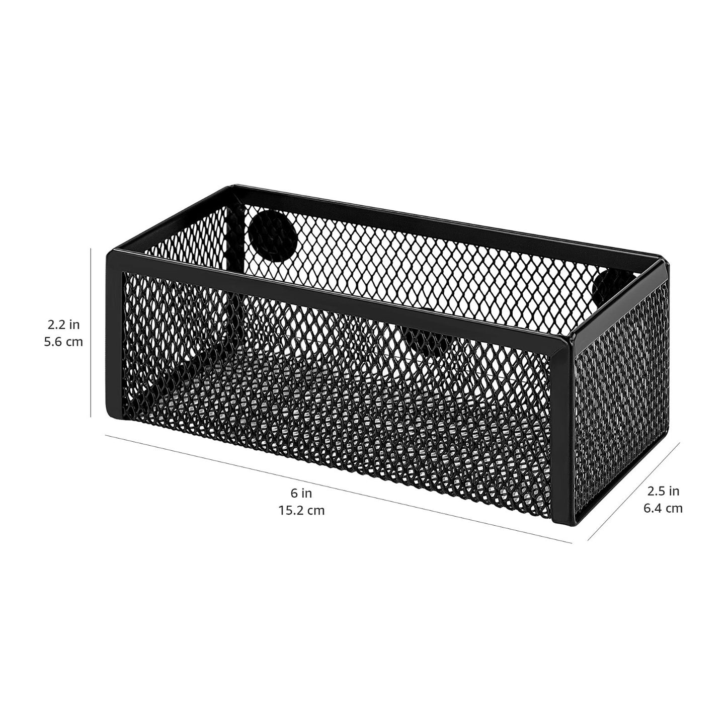 Magnetic Mesh Storage Baskets for Office Supplies   3 Pack, Black, 6"x2.5"x2.25