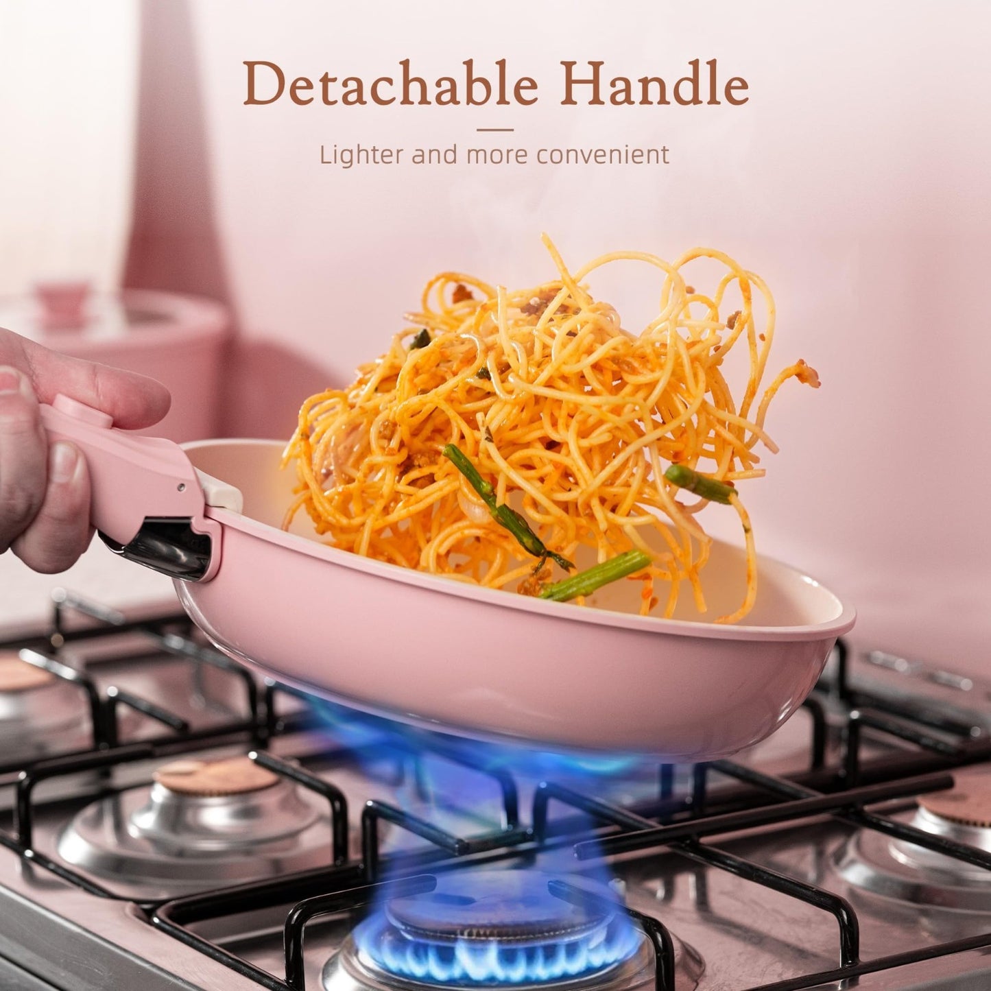 21 Piece Non Stick Ceramic Cookware Set, Detachable Handle, Oven Safe, Induction3