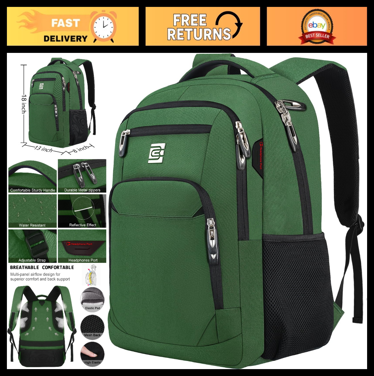 Slim Anti Theft Laptop Backpack for Business Travel & College   Stylish & Functi0