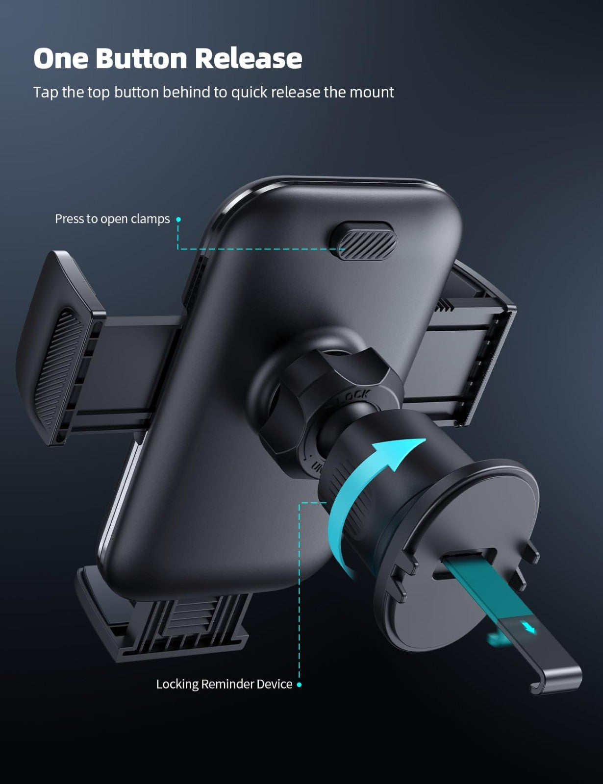 Wider Clamp Metal Hook Car Phone Holder for Thick Cases   Hands Free Mount for i5