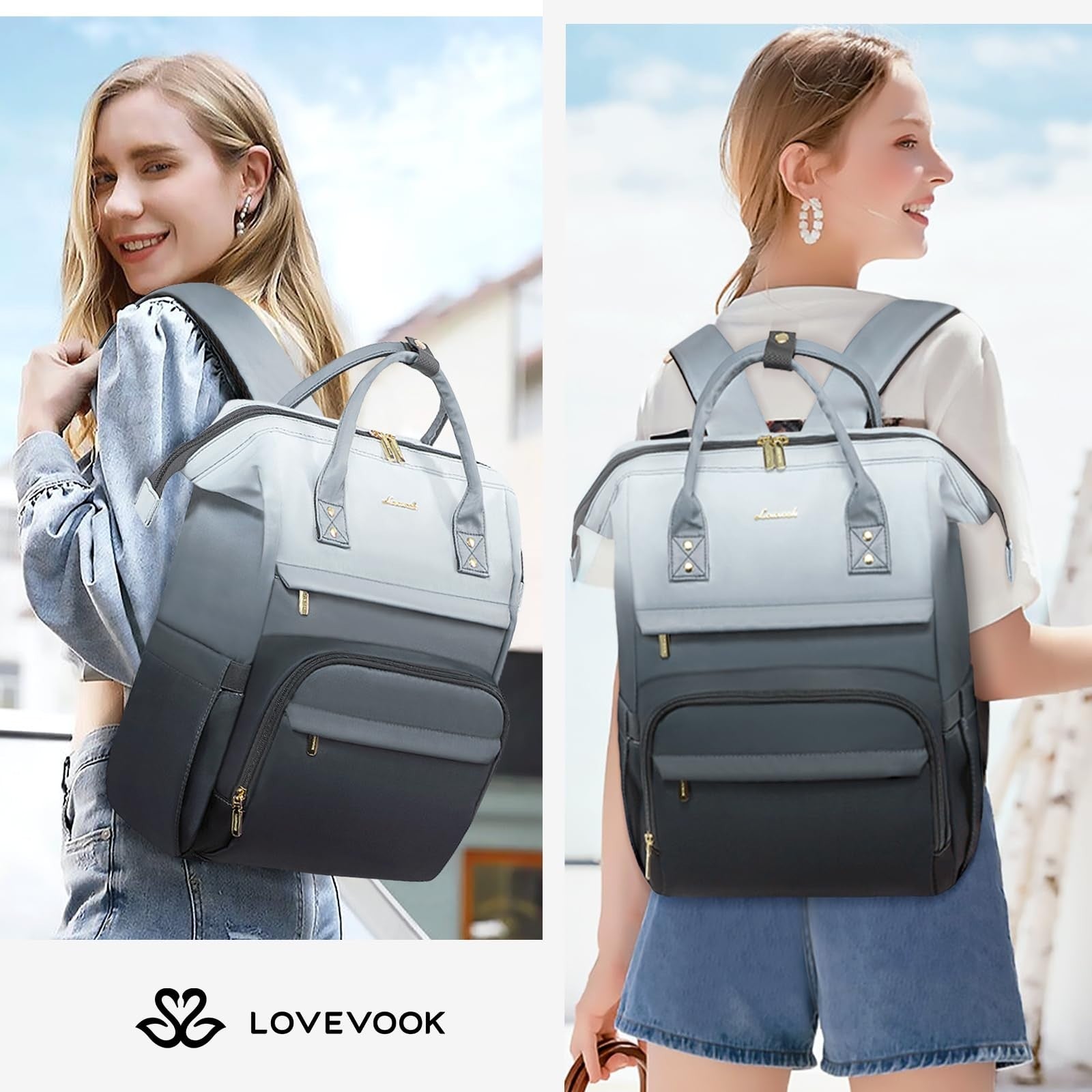 Colorful Gradient Laptop Backpack for Women & Teens, 15.6" School Bookbag Travel7