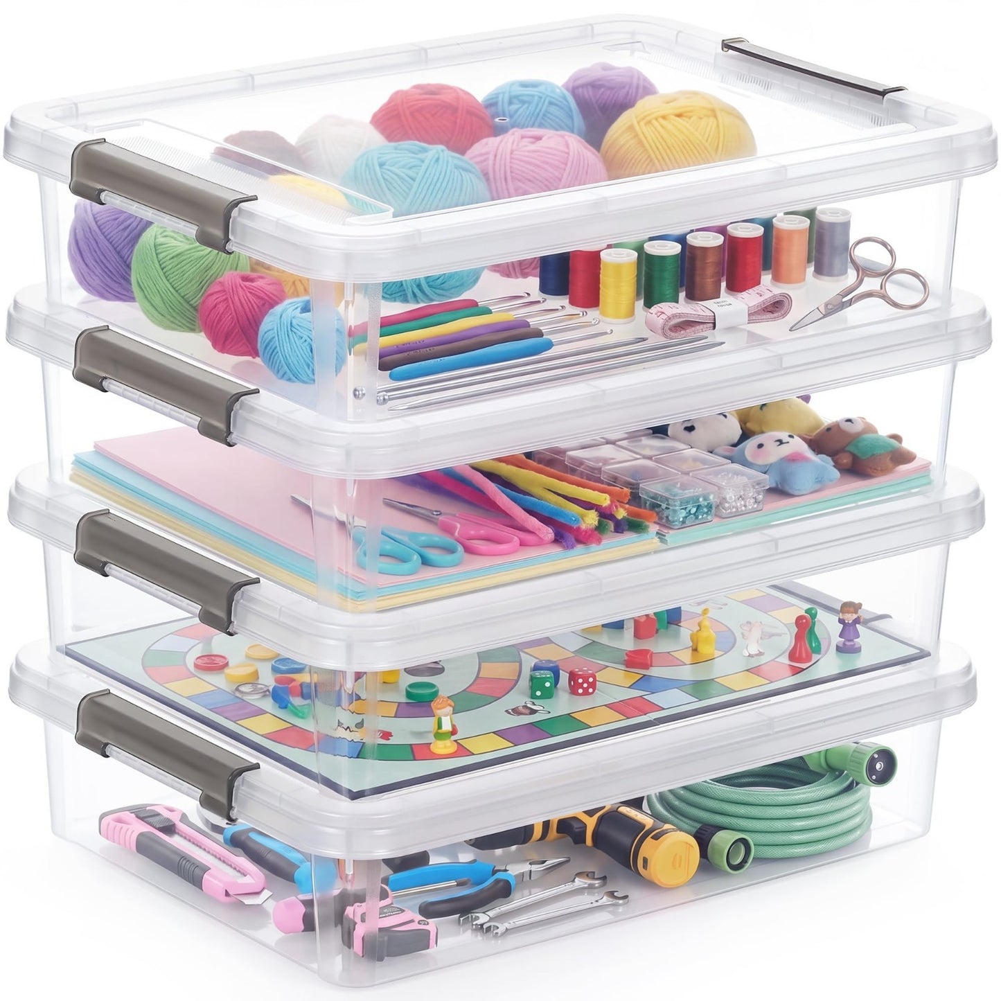 6Qt Clear Craft Organizers   4 Pack Storage Boxes for Sensory Bins & Crafts1