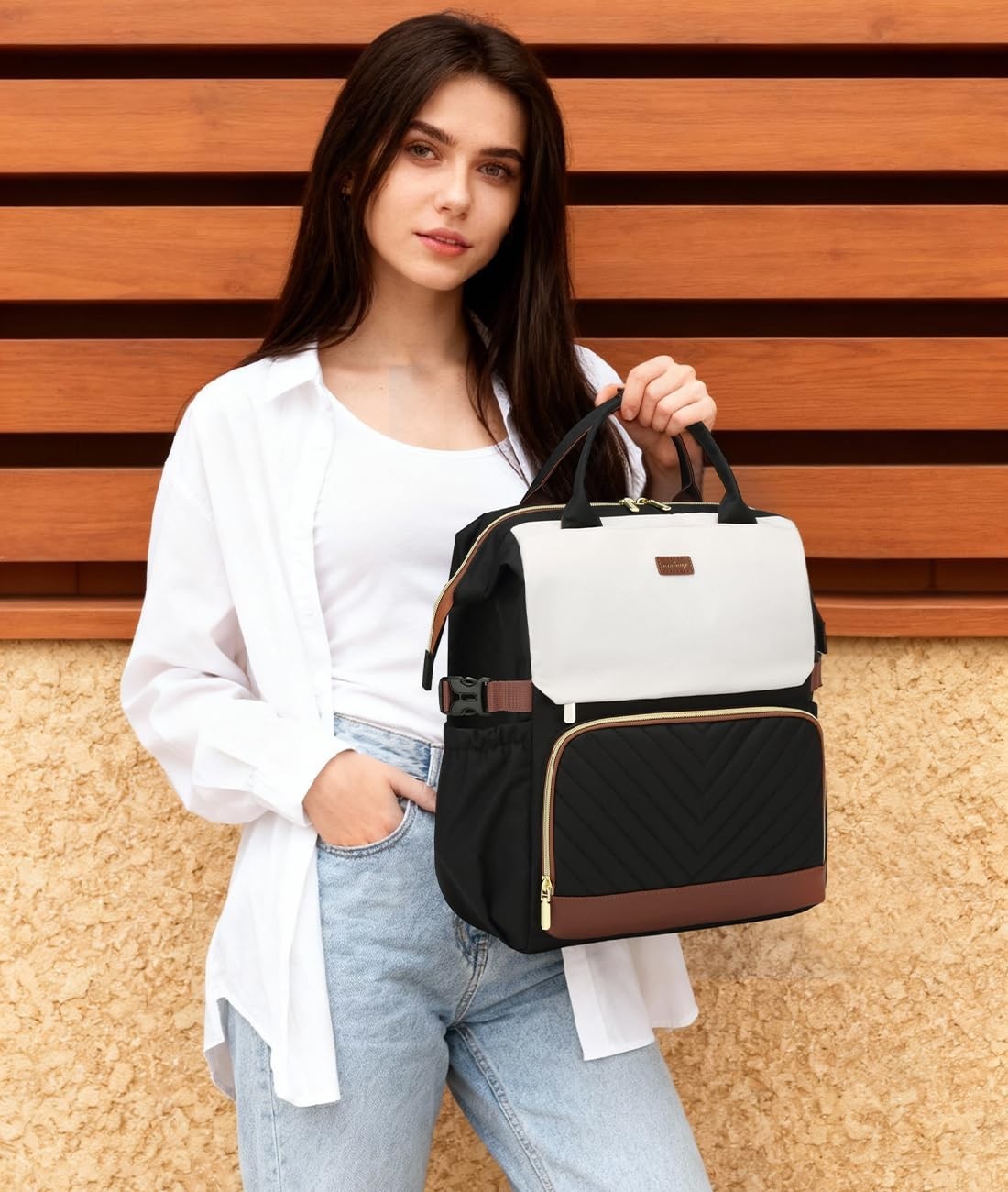 Stylish Laptop Backpack for Women   Teacher Nurse Work Bag with USB Charger & Cu1