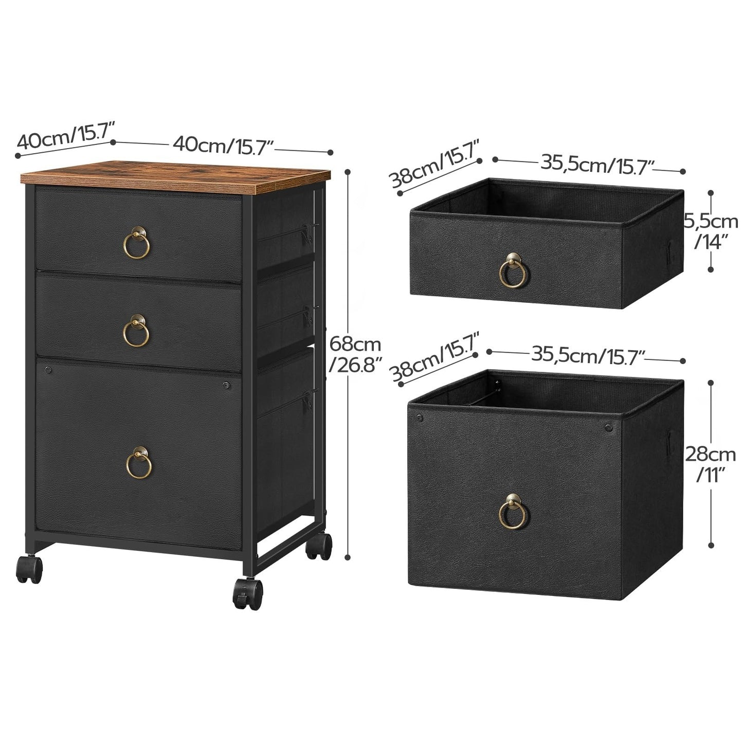 3 Drawer Mobile File Cabinet   Vertical Under Desk Storage, Rolling Printer Stan7