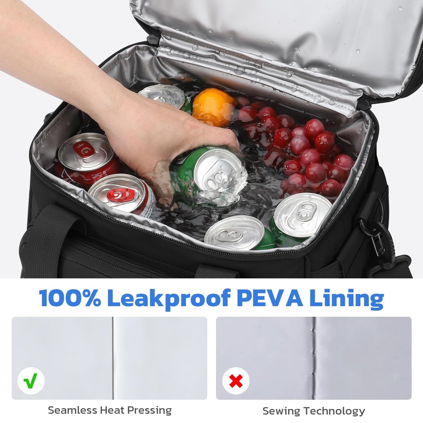 Insulated Cooler Bag 20L - Double Deck, Leakproof, Portable, Expandable - Ideal4
