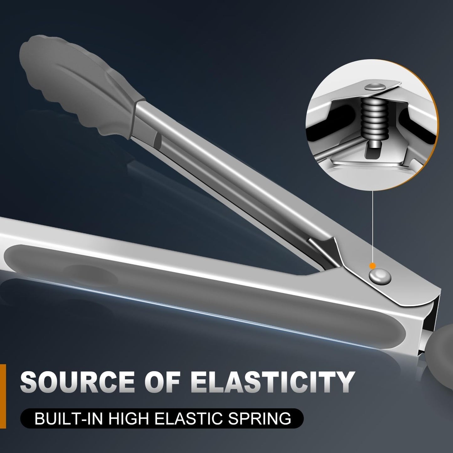 Heat Resistant Silicone Tongs Set 7/9/12"   Heavy Duty Stainless Steel, 600°F No5