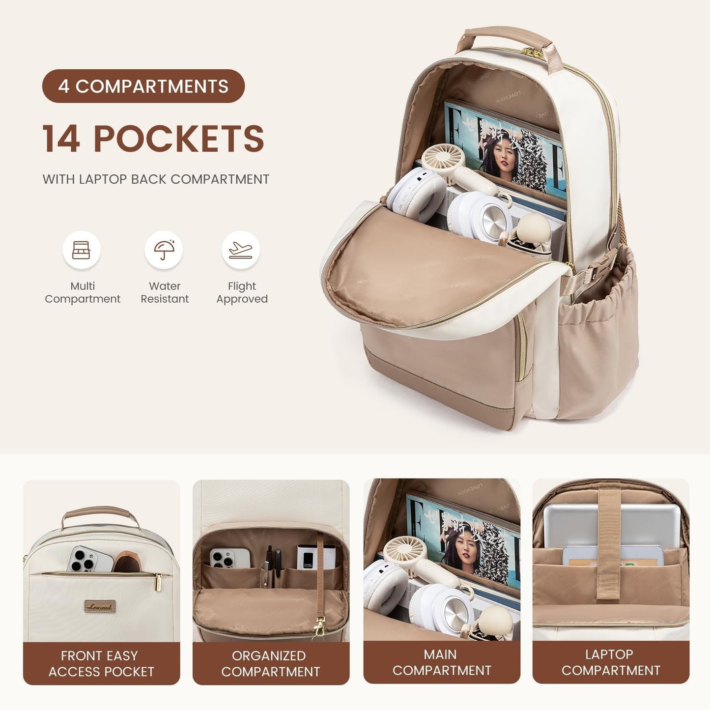 Stylish Waterproof Laptop Backpack for Women, 15.6" Large Capacity Travel Bag, G3