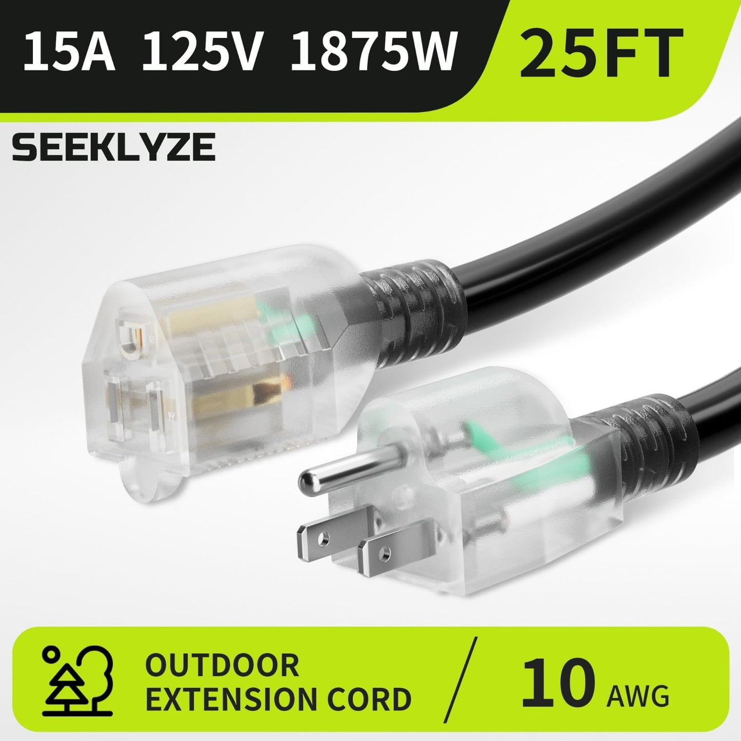 25FT Heavy Duty 10AWG Outdoor Extension Cord with Lighted End   Weather Resistan2