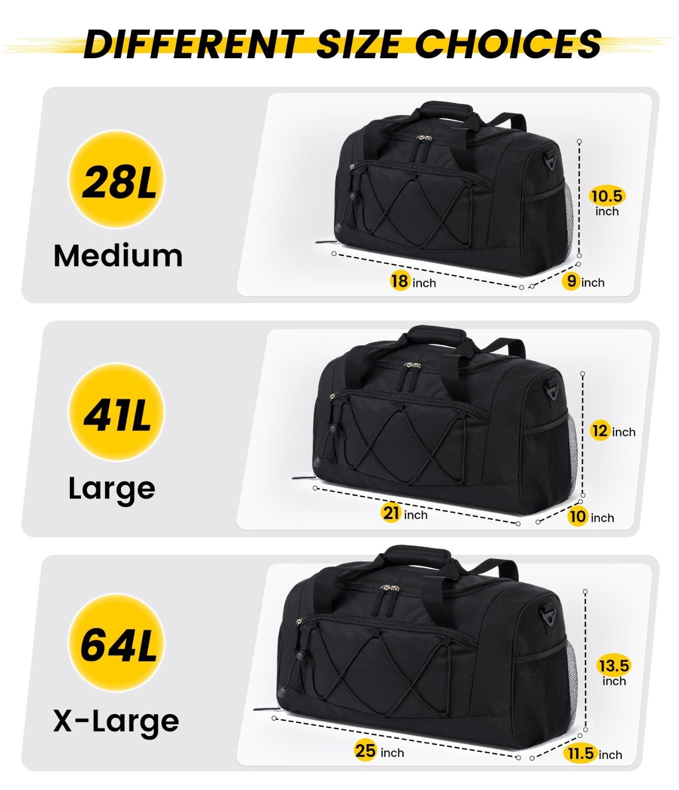 18" Structured Gym Bag with Shoe Compartment, Waterproof Sports Tote, Black2
