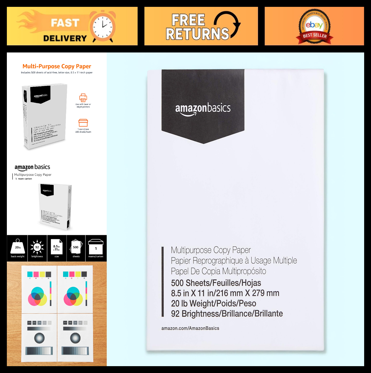Multipurpose Copy Printer Paper 8.5x11" 20lb 92 Bright White 500 Sheets Jam Free0