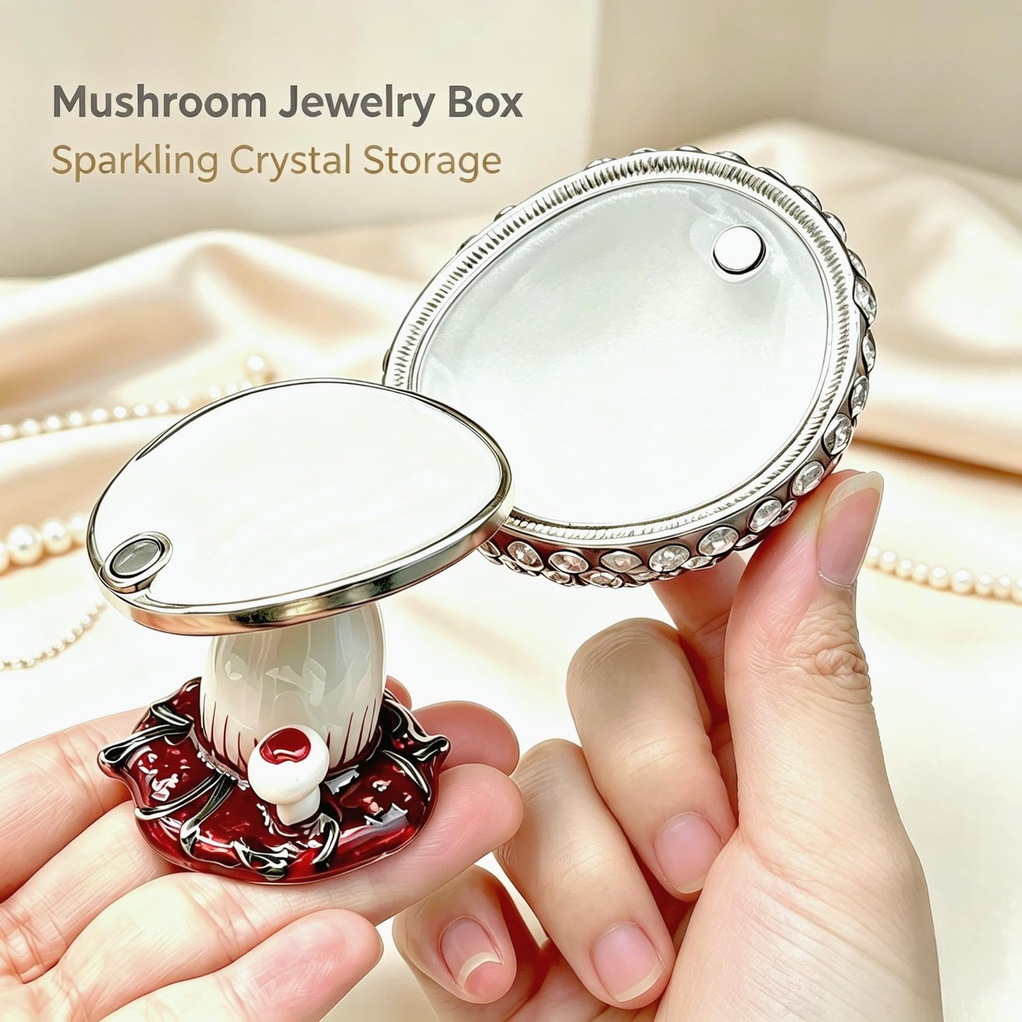 Mushroom Jewelry Box Trinket Organizer Figurines Home Decor Storage Gift6