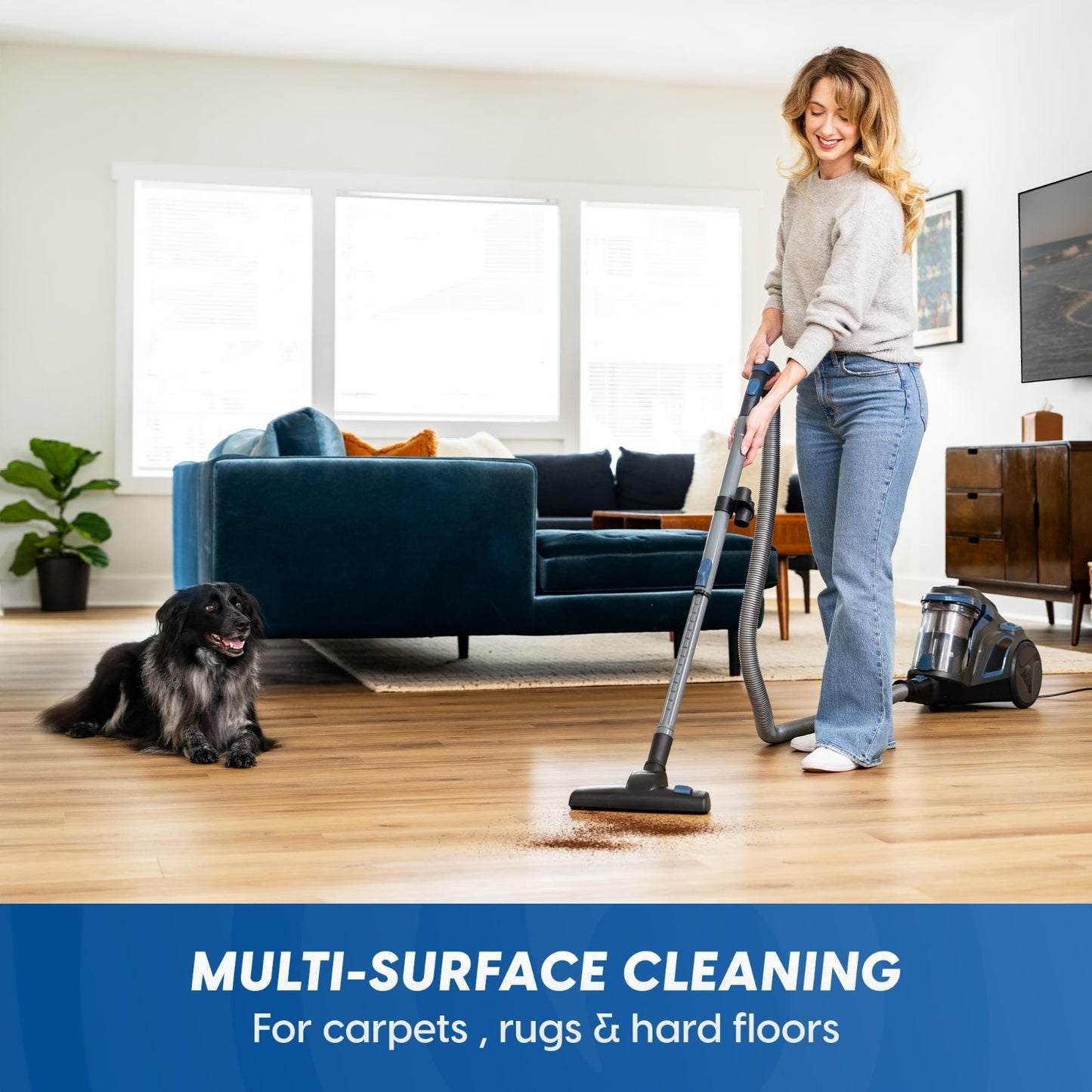 Ultra Silent Bagless Canister Vacuum 60dB, HEPA Filter, Powerful Suction, 16ft C4