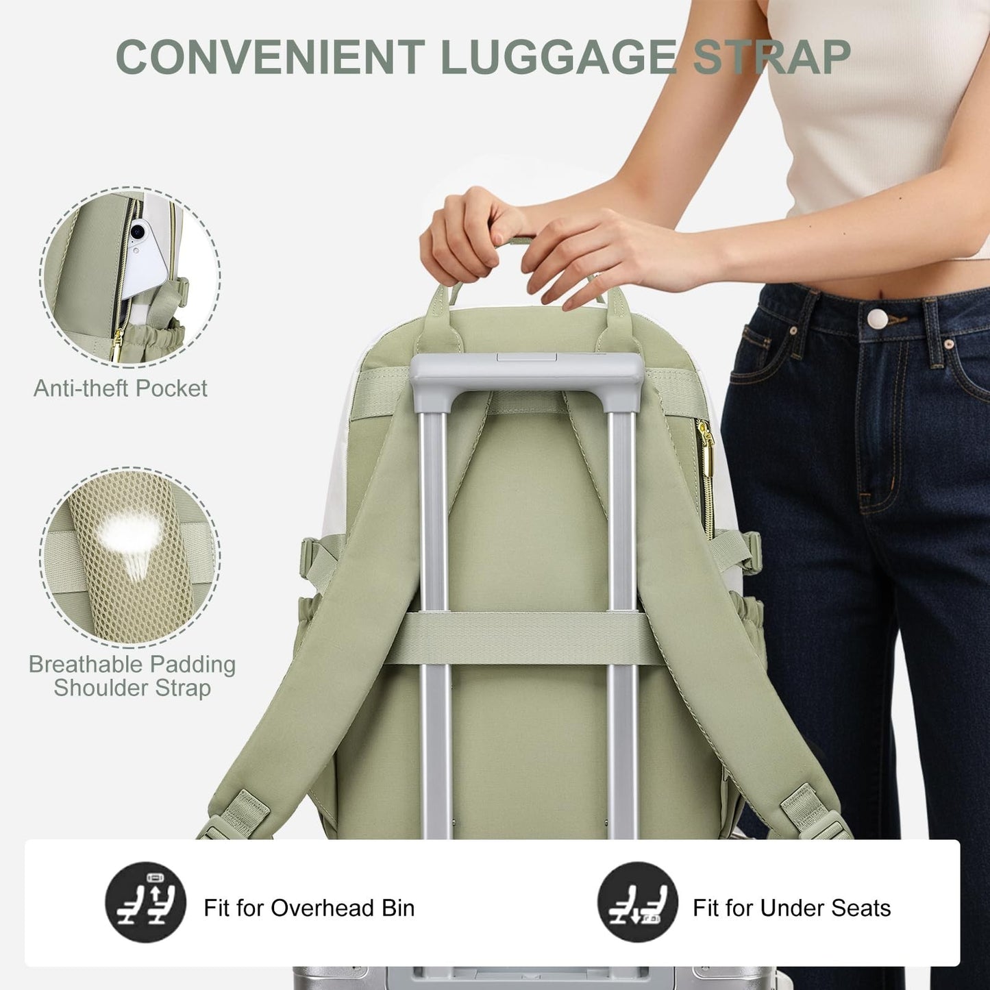 Stylish Women’s Laptop Backpack 15.6"   Waterproof, Anti Theft, Large Capacity,4