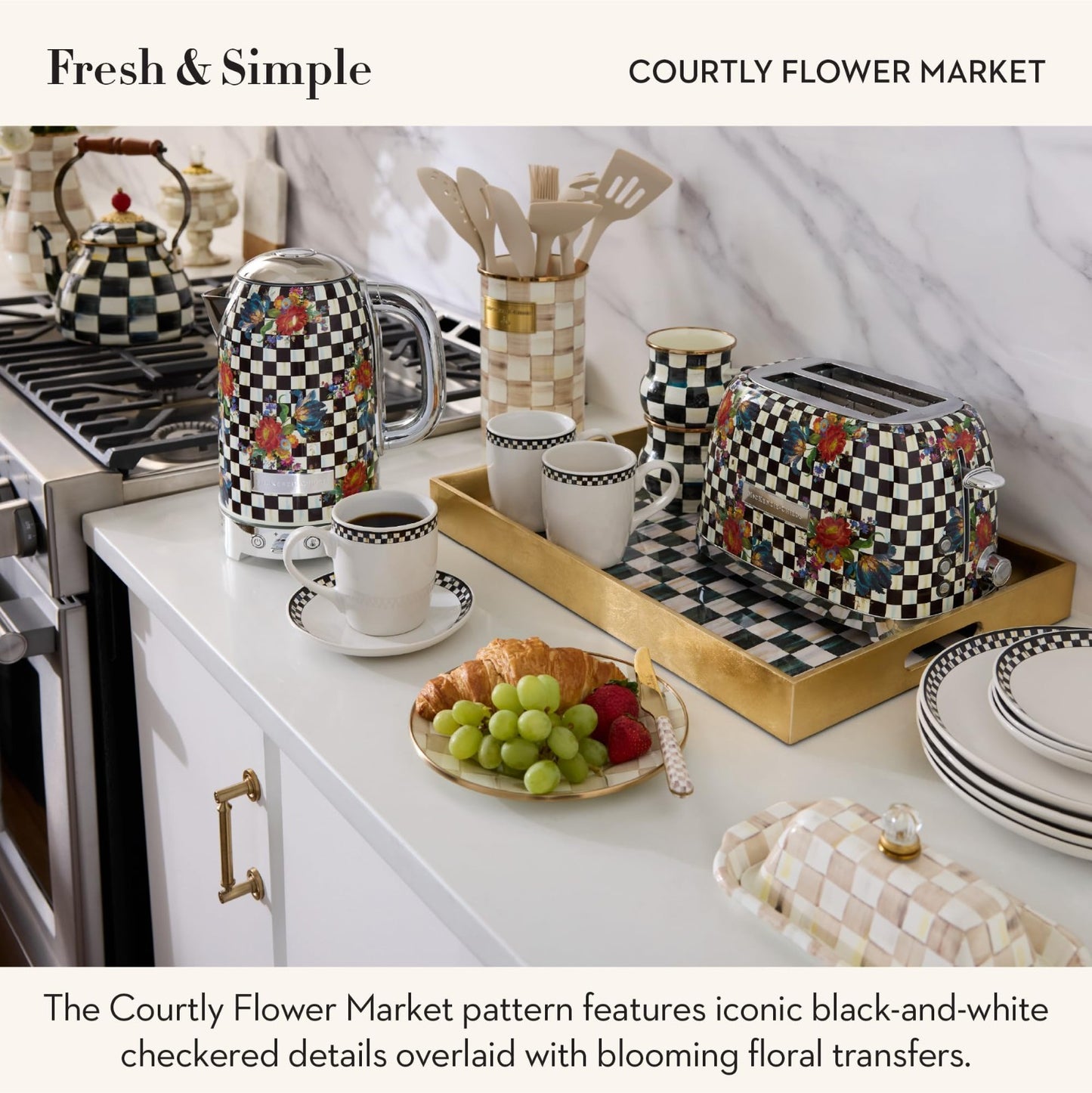 Decorative 2-Slice Toaster for Kitchen - Black & White Floral Design, Stylish Ap2