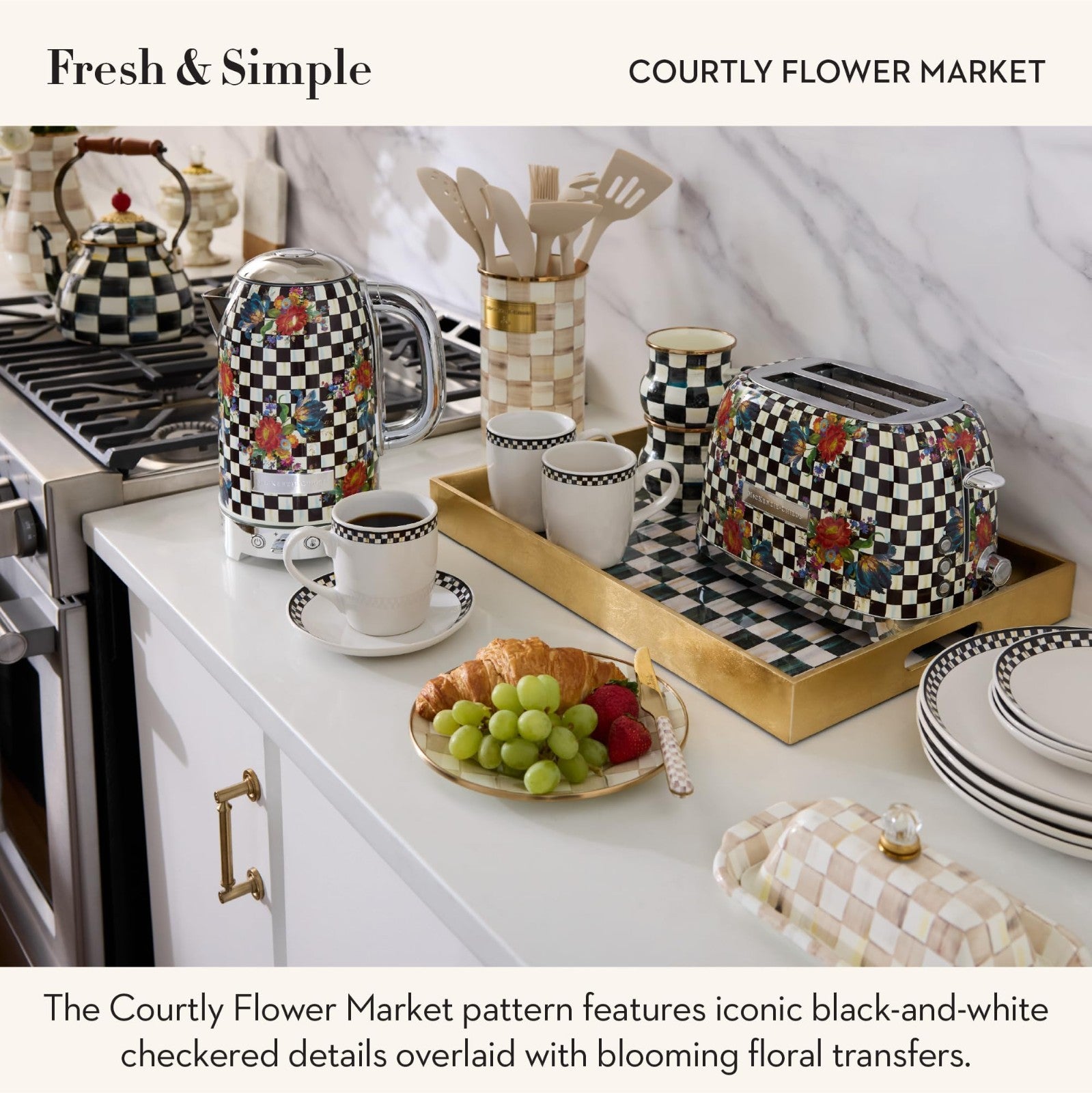 Decorative 2-Slice Toaster for Kitchen - Black & White Floral Design, Stylish Ap2
