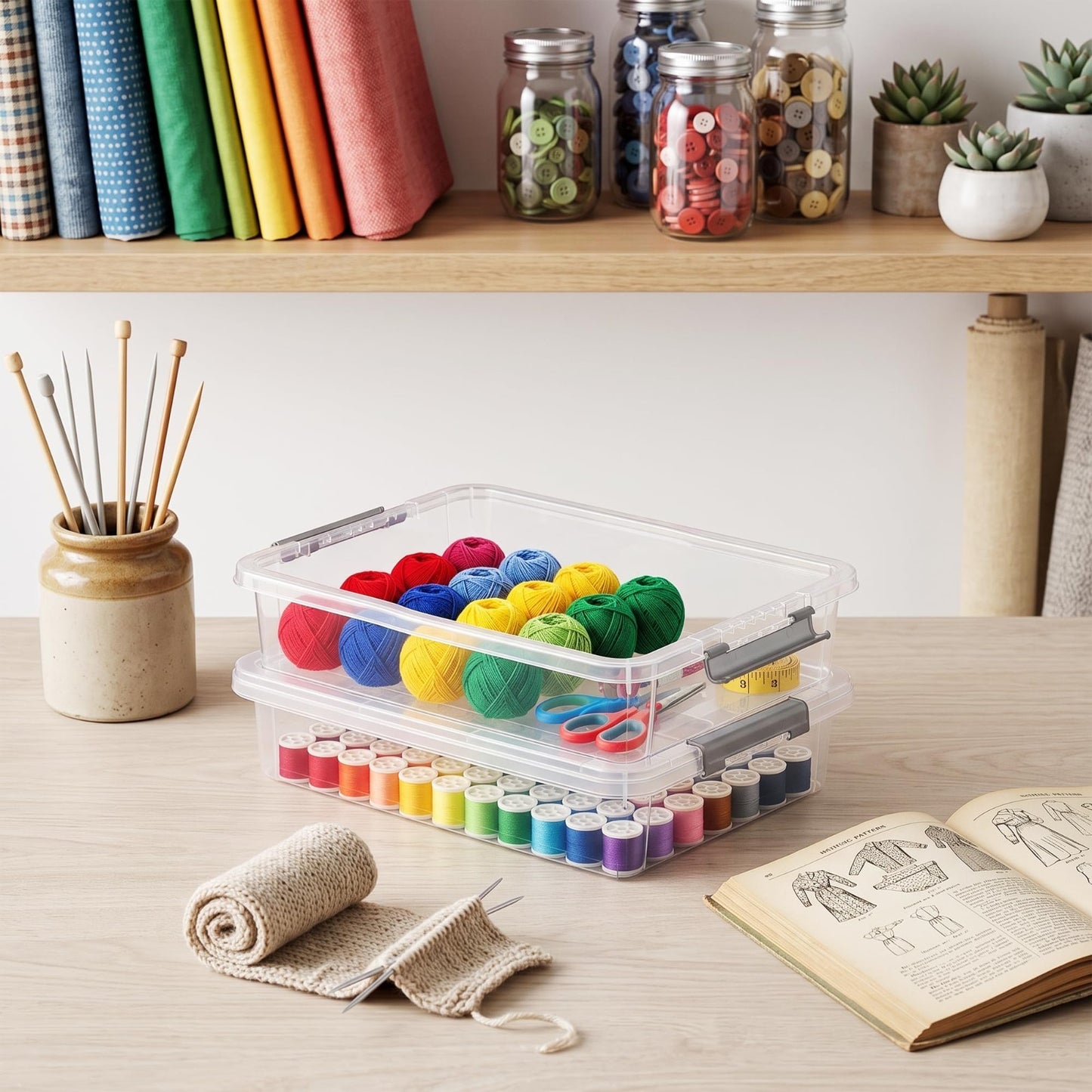 6Qt Clear Craft Organizers   4 Pack Storage Boxes for Sensory Bins & Crafts7