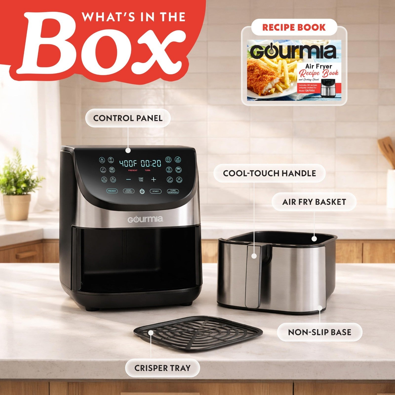 Extra Large 8 Qt Air Fryer, Digital Display, 12 Cooking Presets, Stainless Steel6
