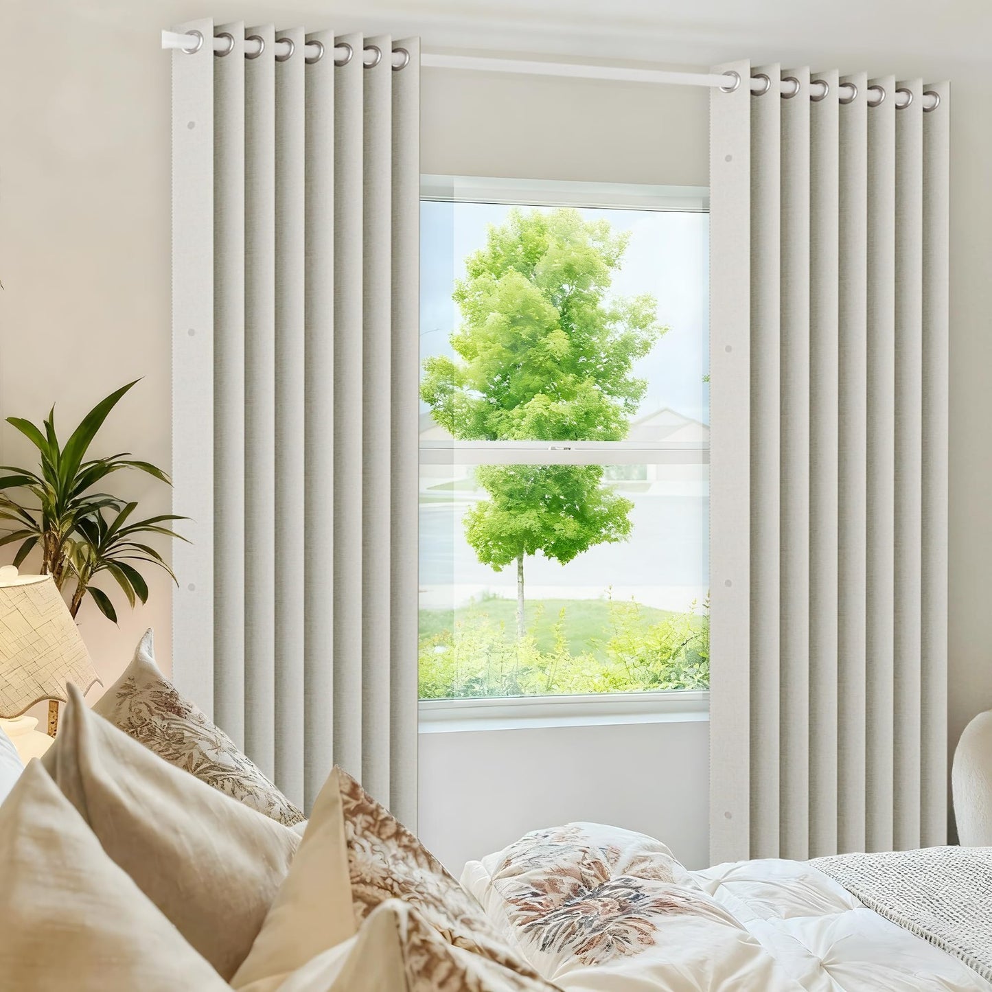 96" Faux Linen Blackout Curtain, Memory Trained Pinch Pleat Drape for Home Offic8