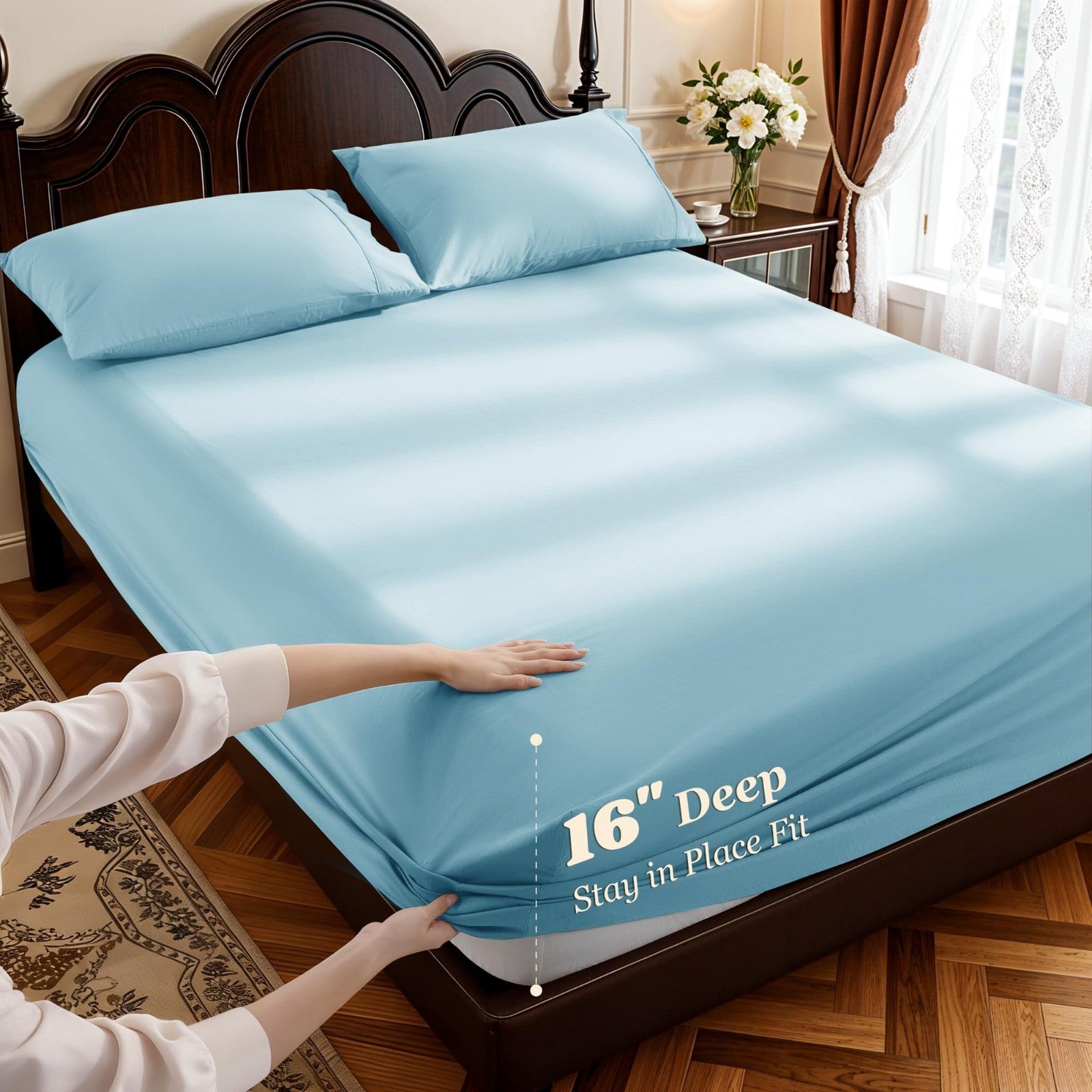 1000 Thread Count Egyptian Cotton King Size Sheet Set, 4 Piece, Deep Pocket, Sof4