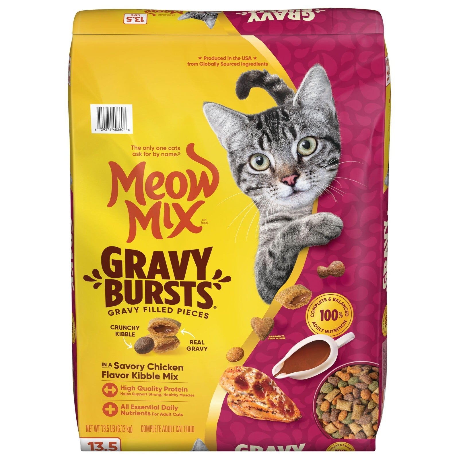 Savory Chicken Gravy Bursts Dry Cat Food, 3 lb Bag, Pack of 2   Grain Free Treat9
