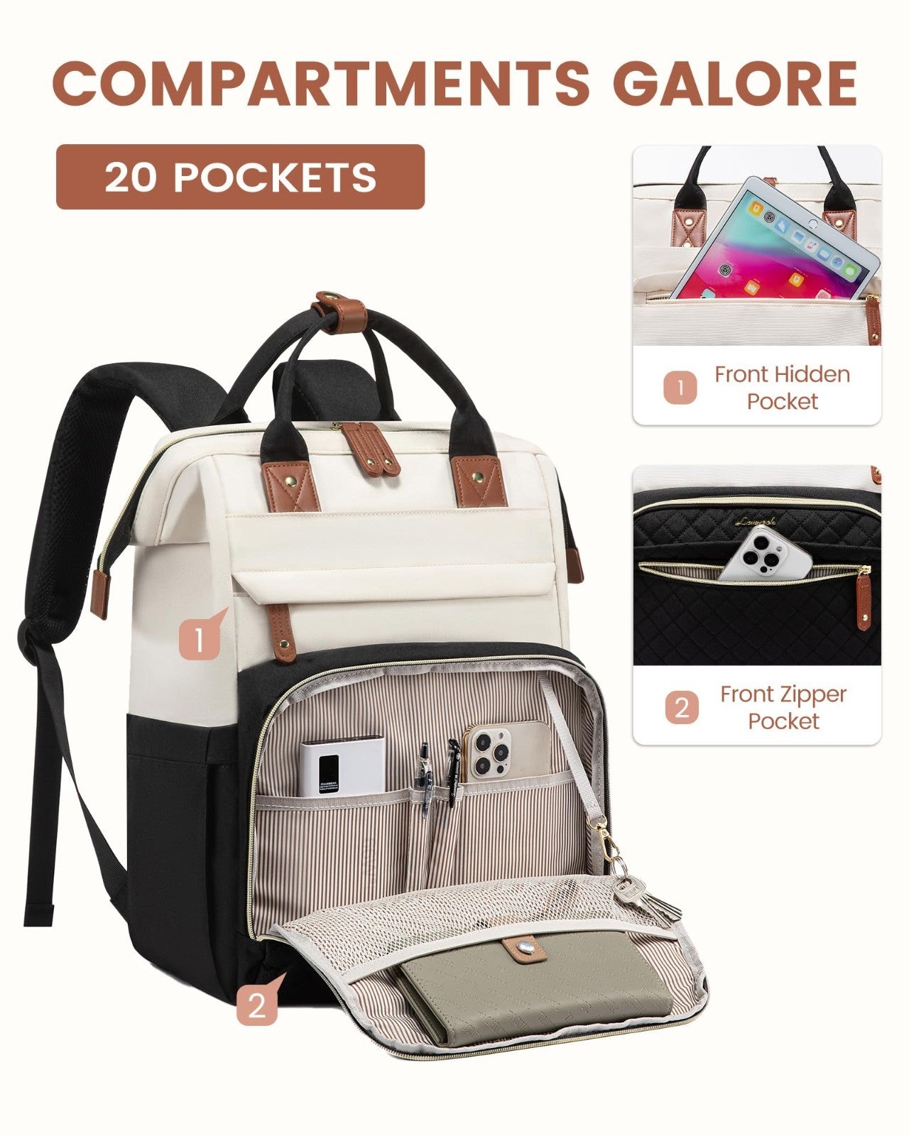 Waterproof 17.3'' Laptop Backpack for Women, Nurse & Teacher Work Bag, Travel Pu2