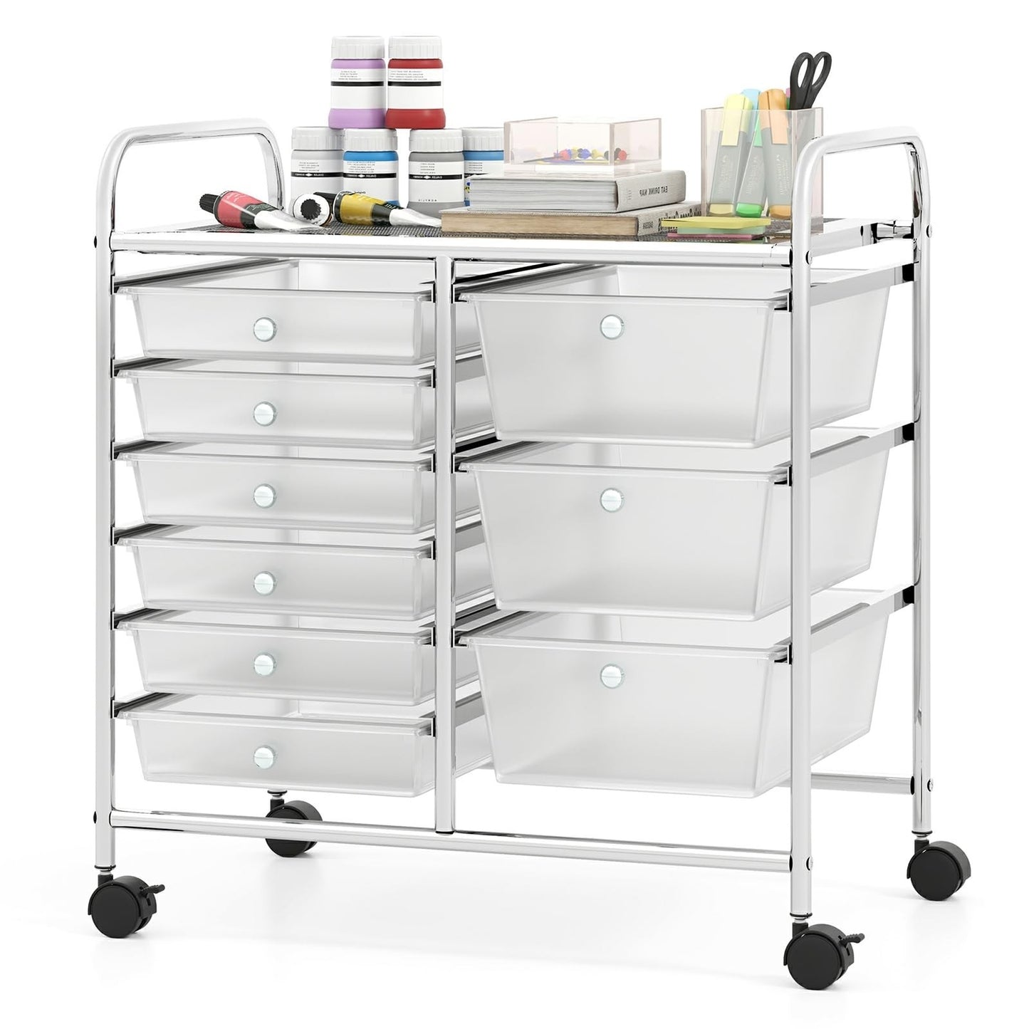 9 Drawer Rolling Storage Cart   Mobile Utility Cart with Wheels for Craft, Art &0