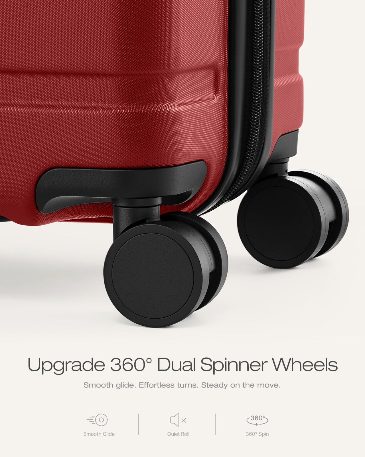 Lightweight Durable Hardshell Luggage Set - 3 Piece, Deep Red, 360° Spinner Whee5