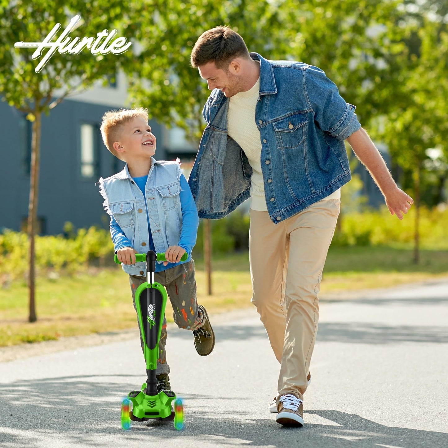 3-Wheeled Kids Scooter with LED Lights, Adjustable Handlebar & Foldable Seat - S7