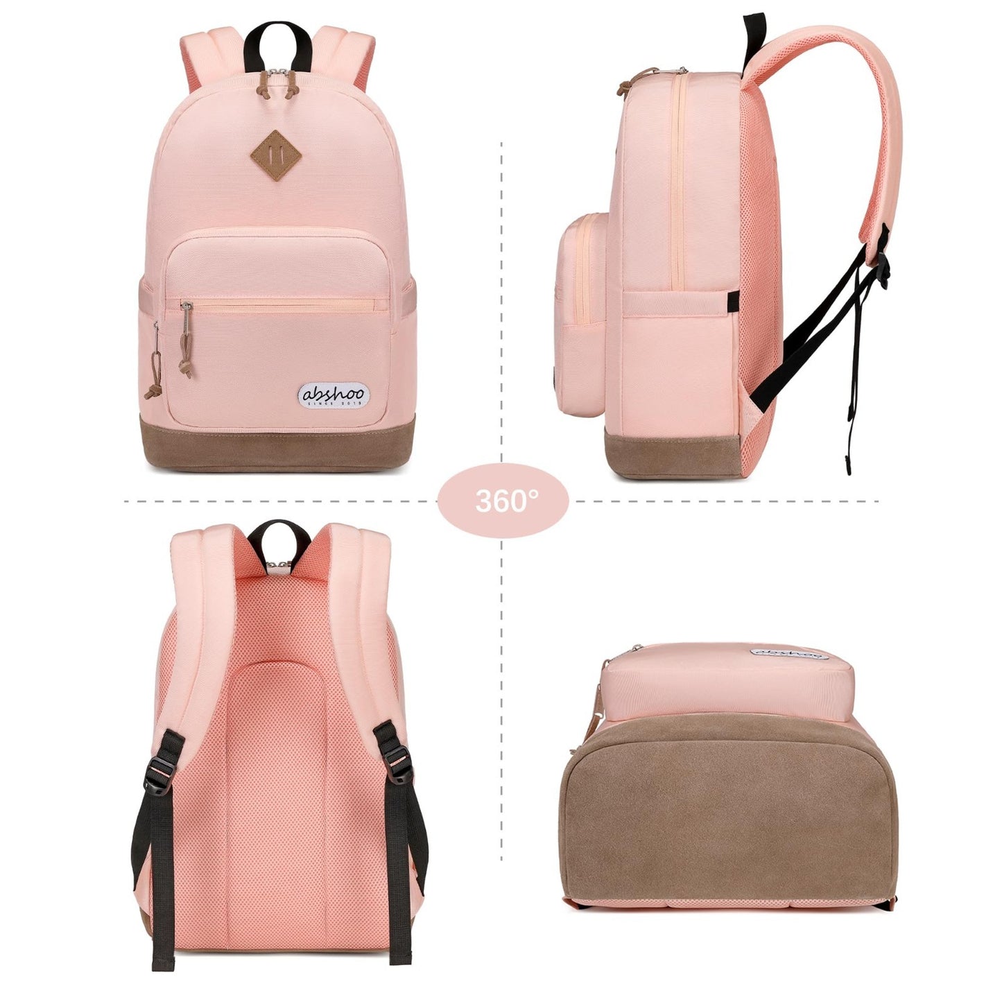Classic Pink Backpack for School & College   Stylish Bookbag for Teens & Girls4