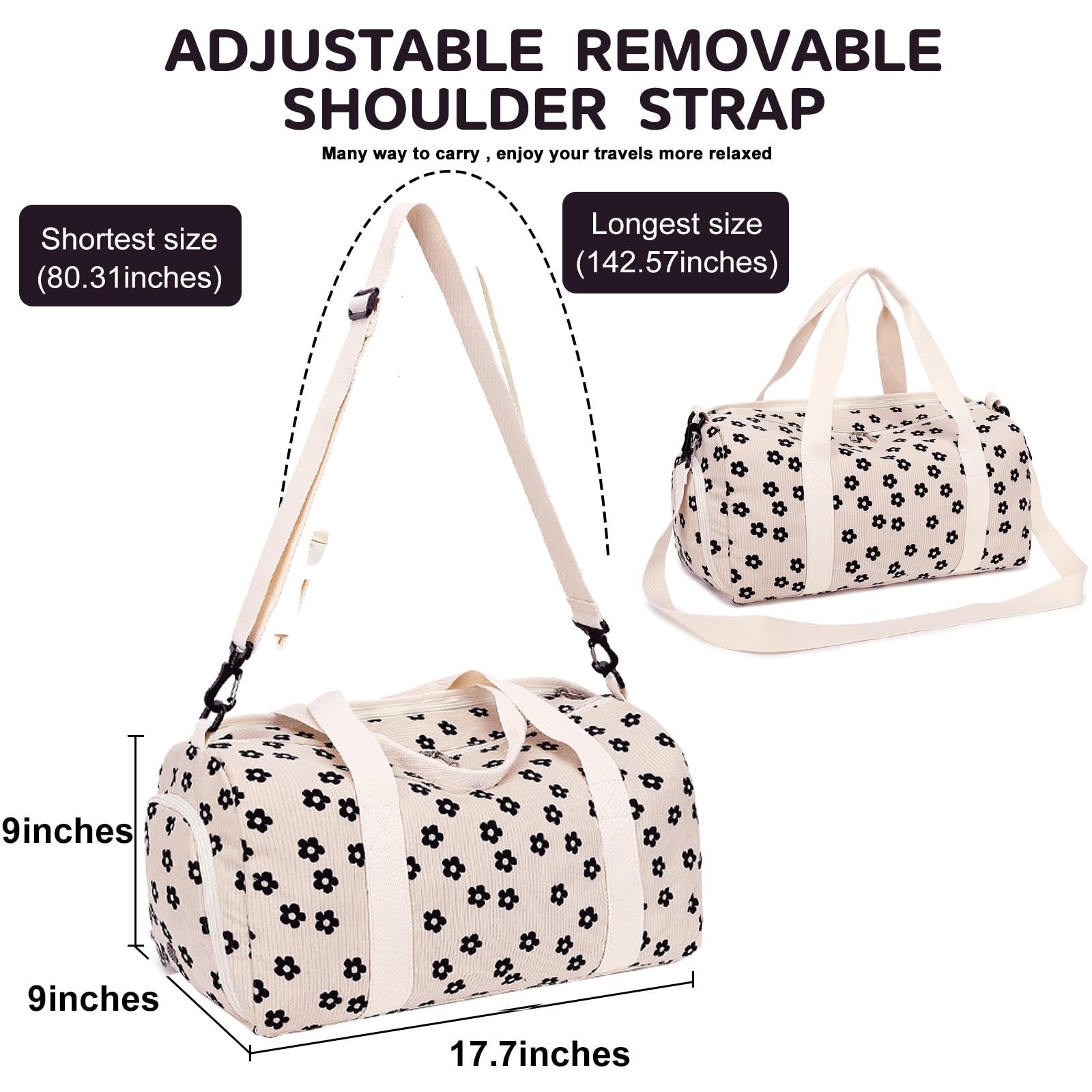 Cute Girls Duffle Bag with Shoes Compartment & Wet Separation - Waterproof Gym &1